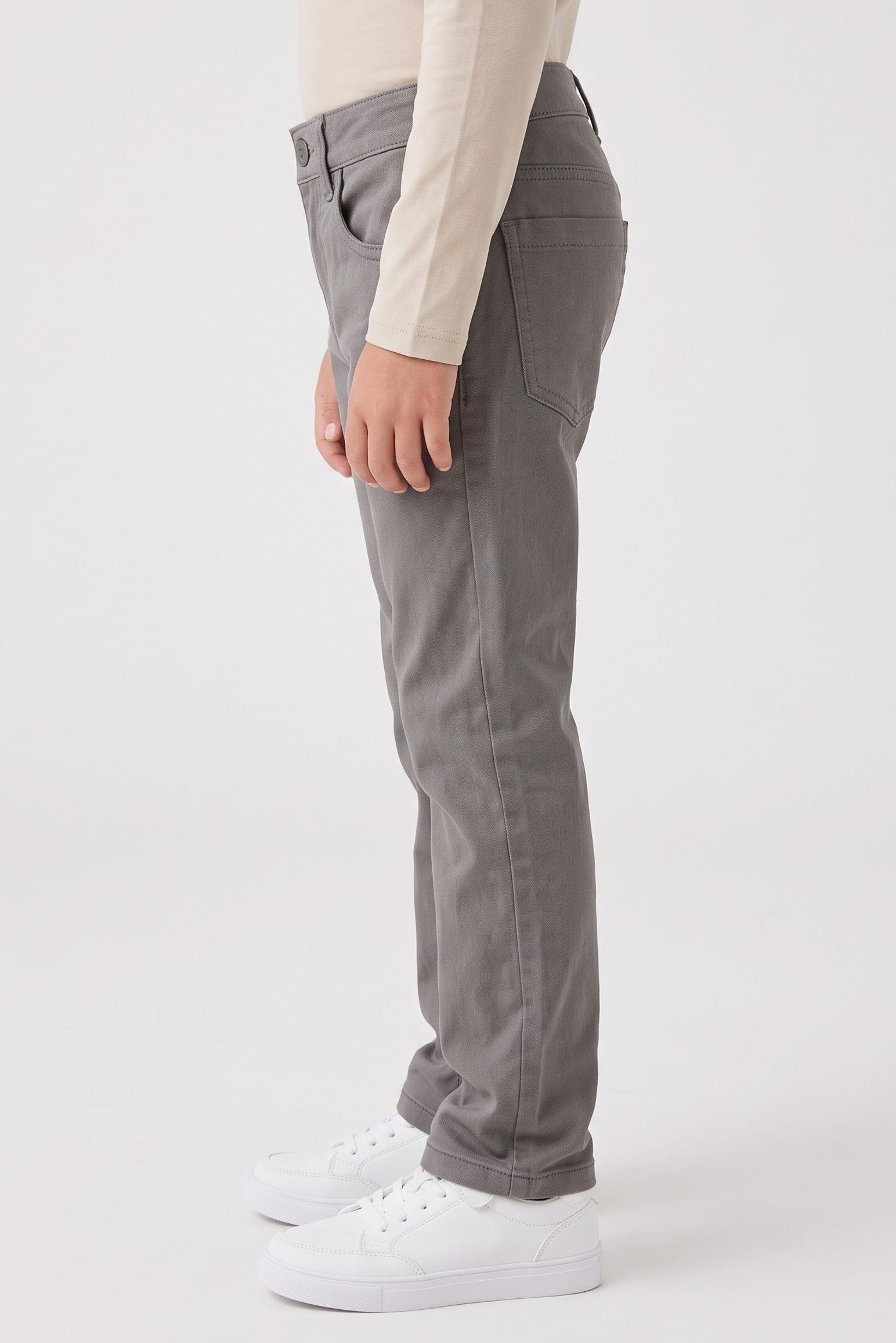 Kids Boy Slim Fit Solid Chino Pants, Grey