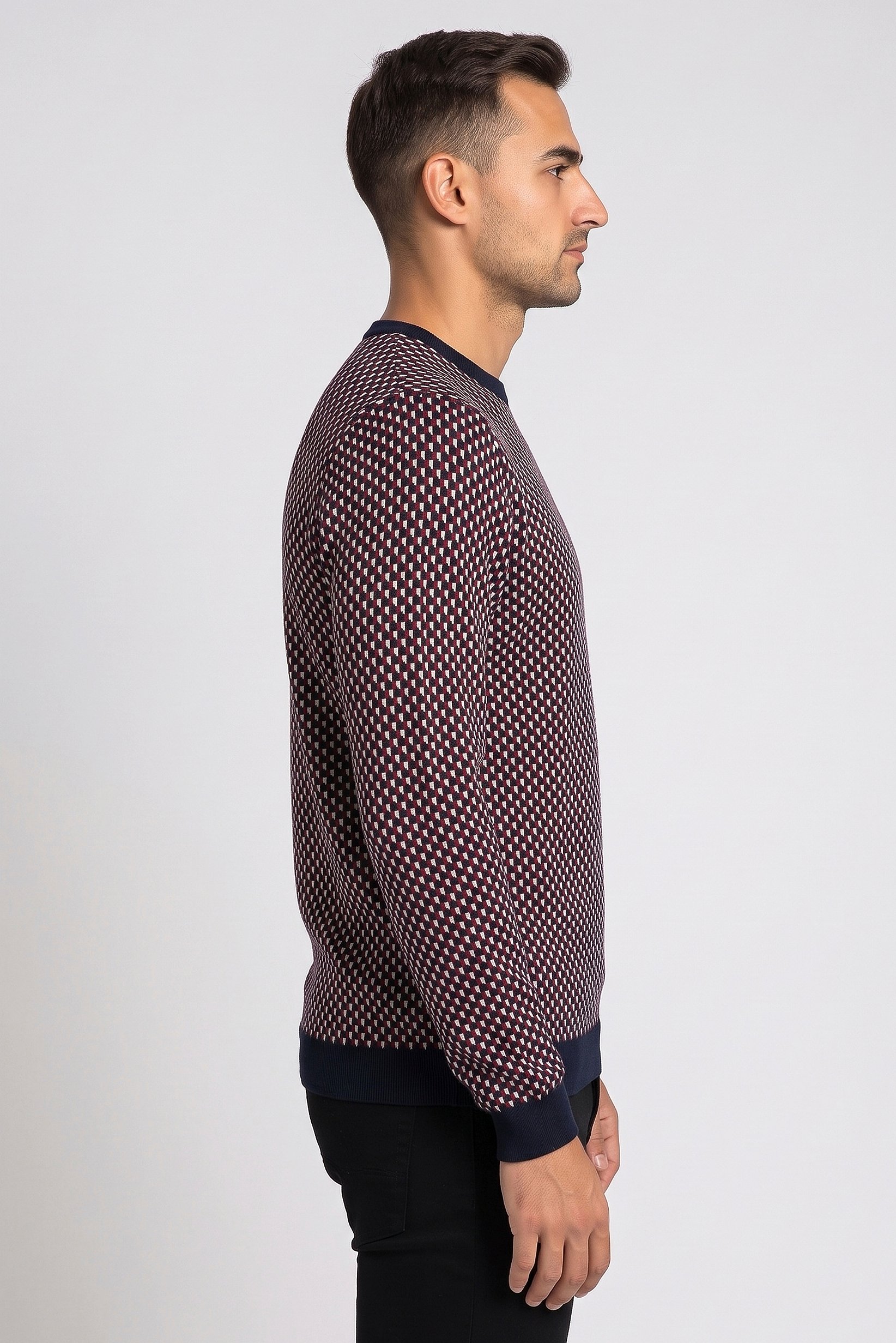 Emporio Armani Men Crew Neck Allover Print Sweater, Multicolor