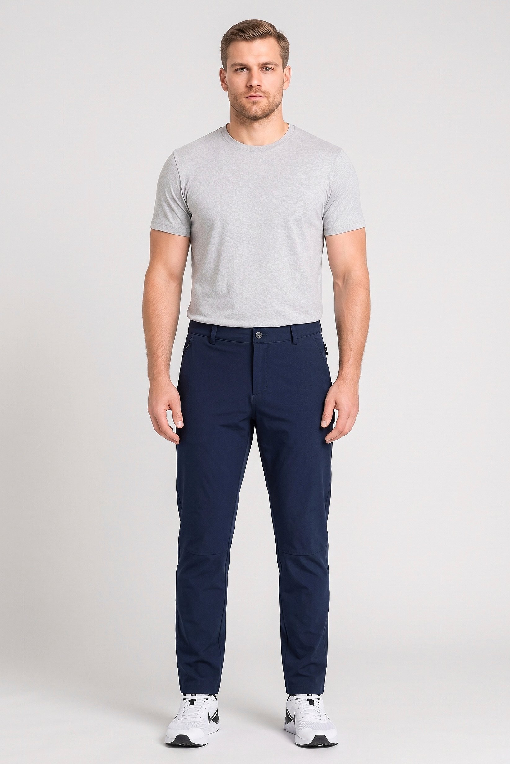 Men Regular Fit Solid Outdoor Track Pants, Navy