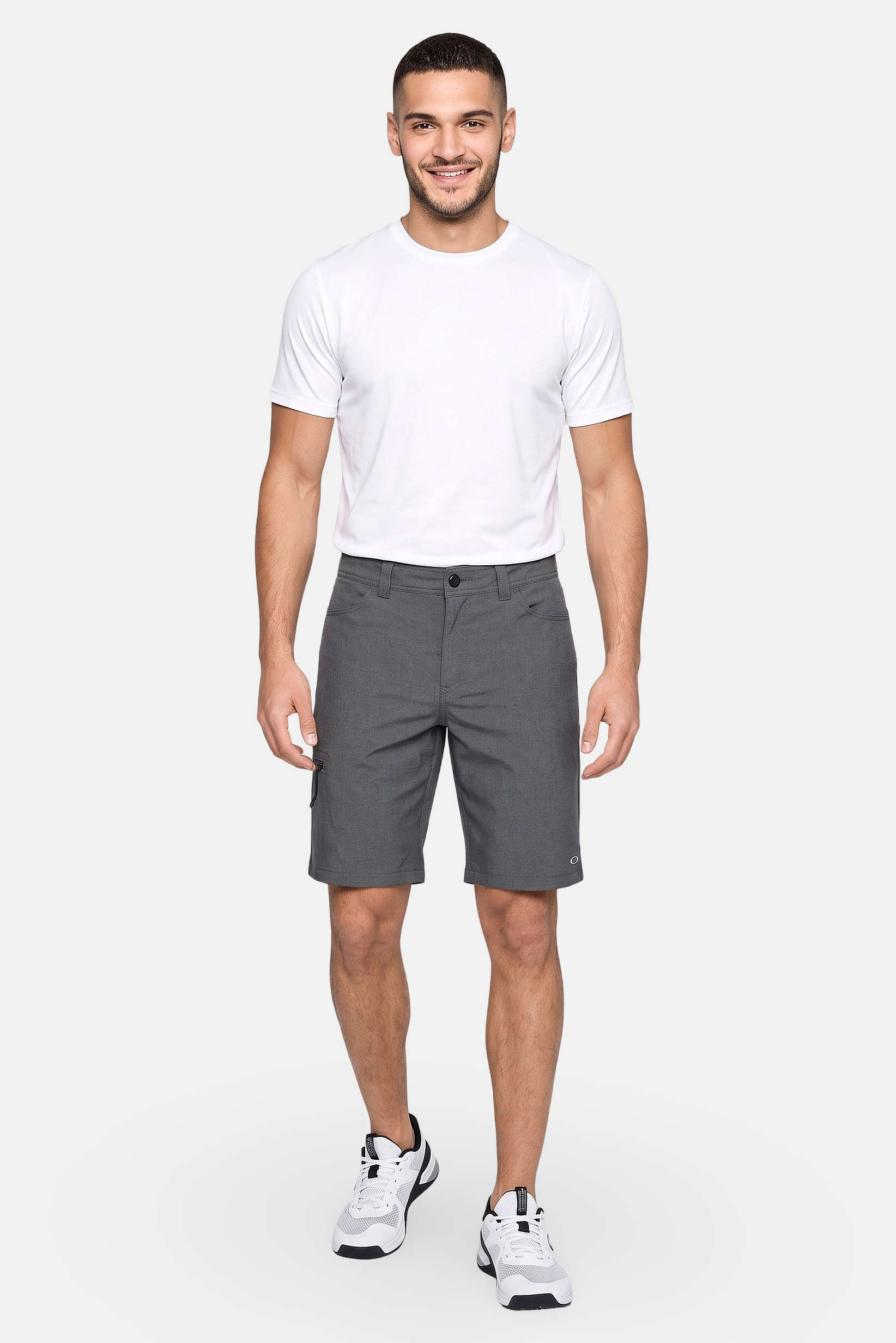 Men Regular Fit Outdoor Shorts, Steel Grey