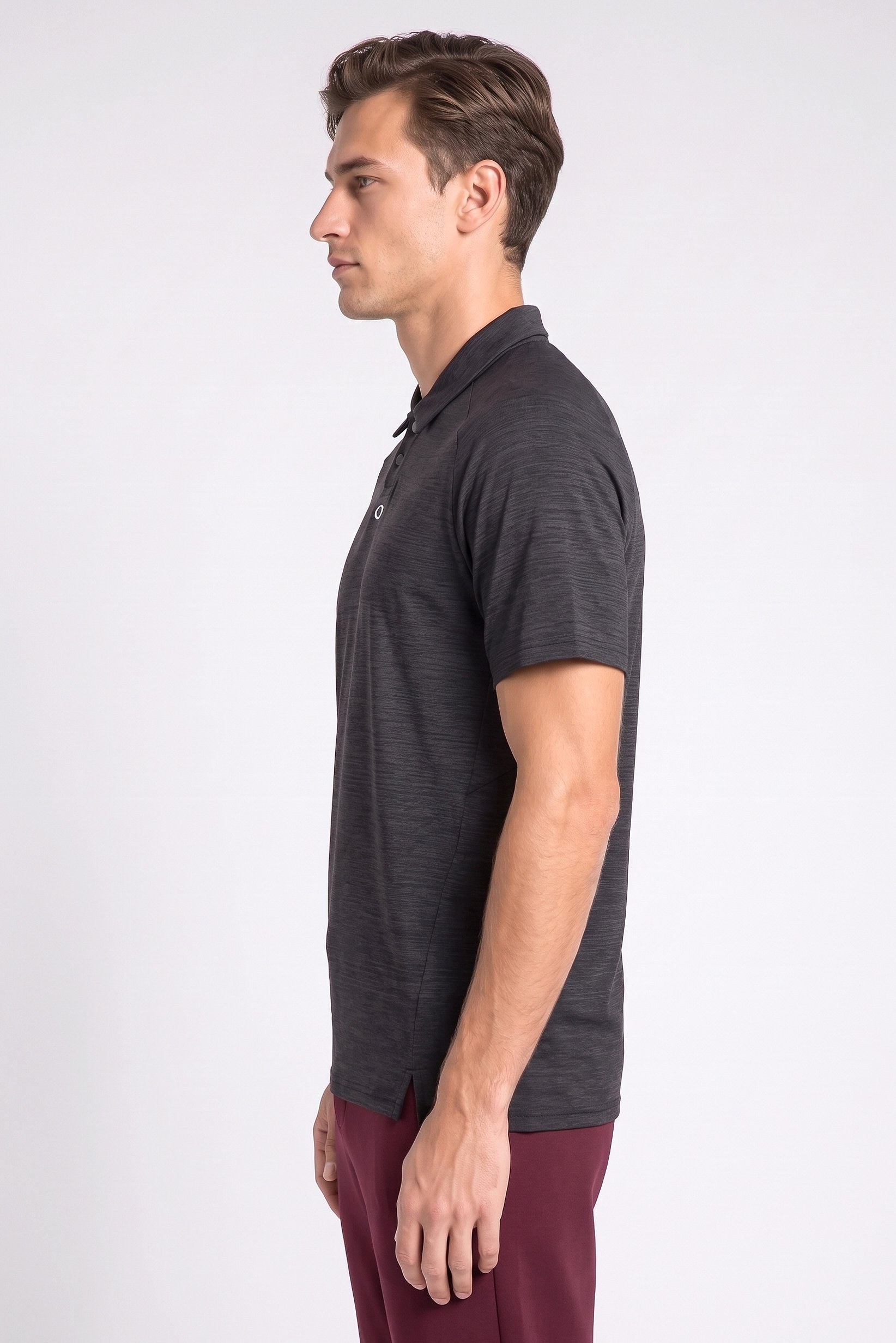 Men Regular Fit Short Sleeve Golf Polo Shirt, Heather Black