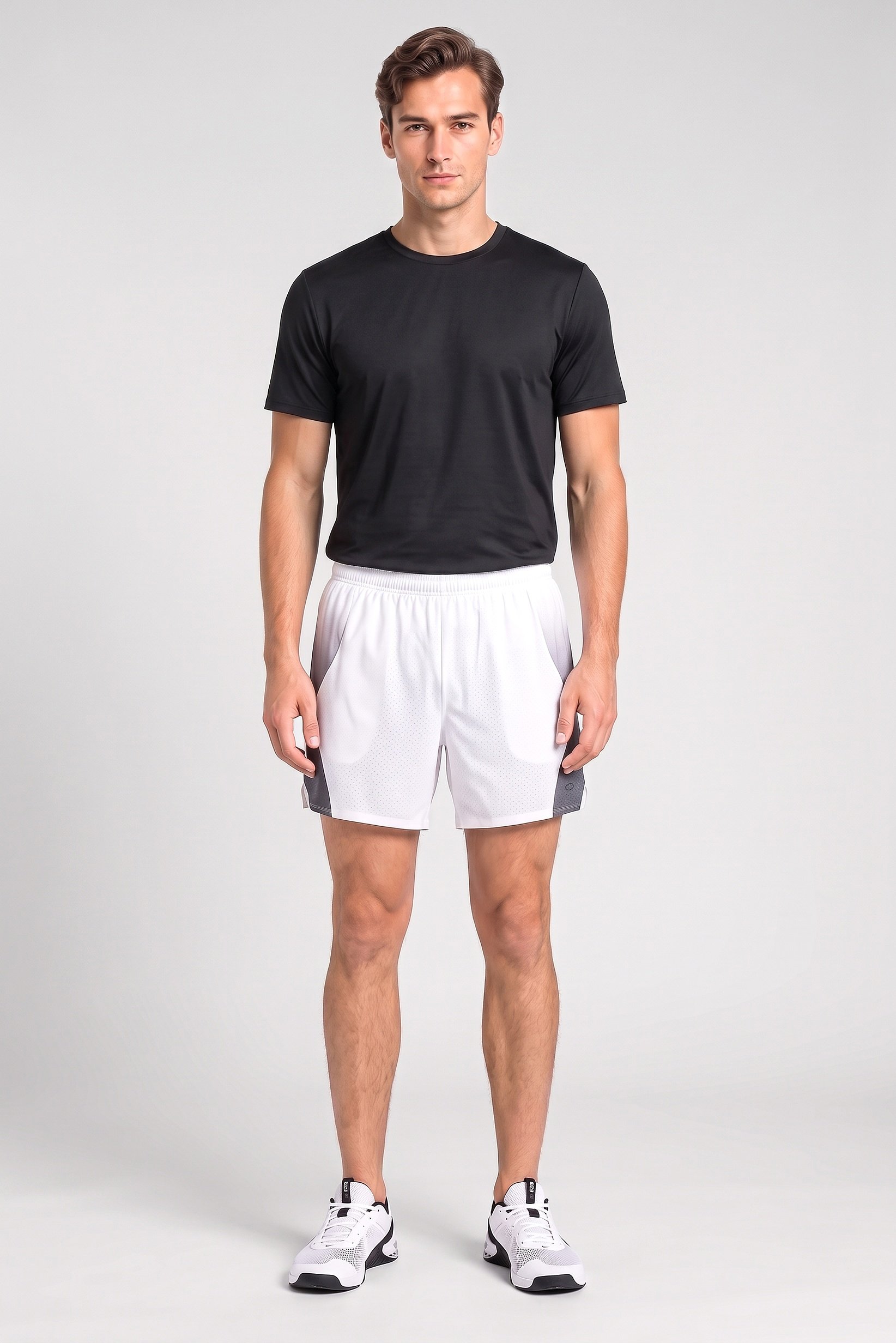 Men Performance Fit 9 Inseam Training Shorts, White