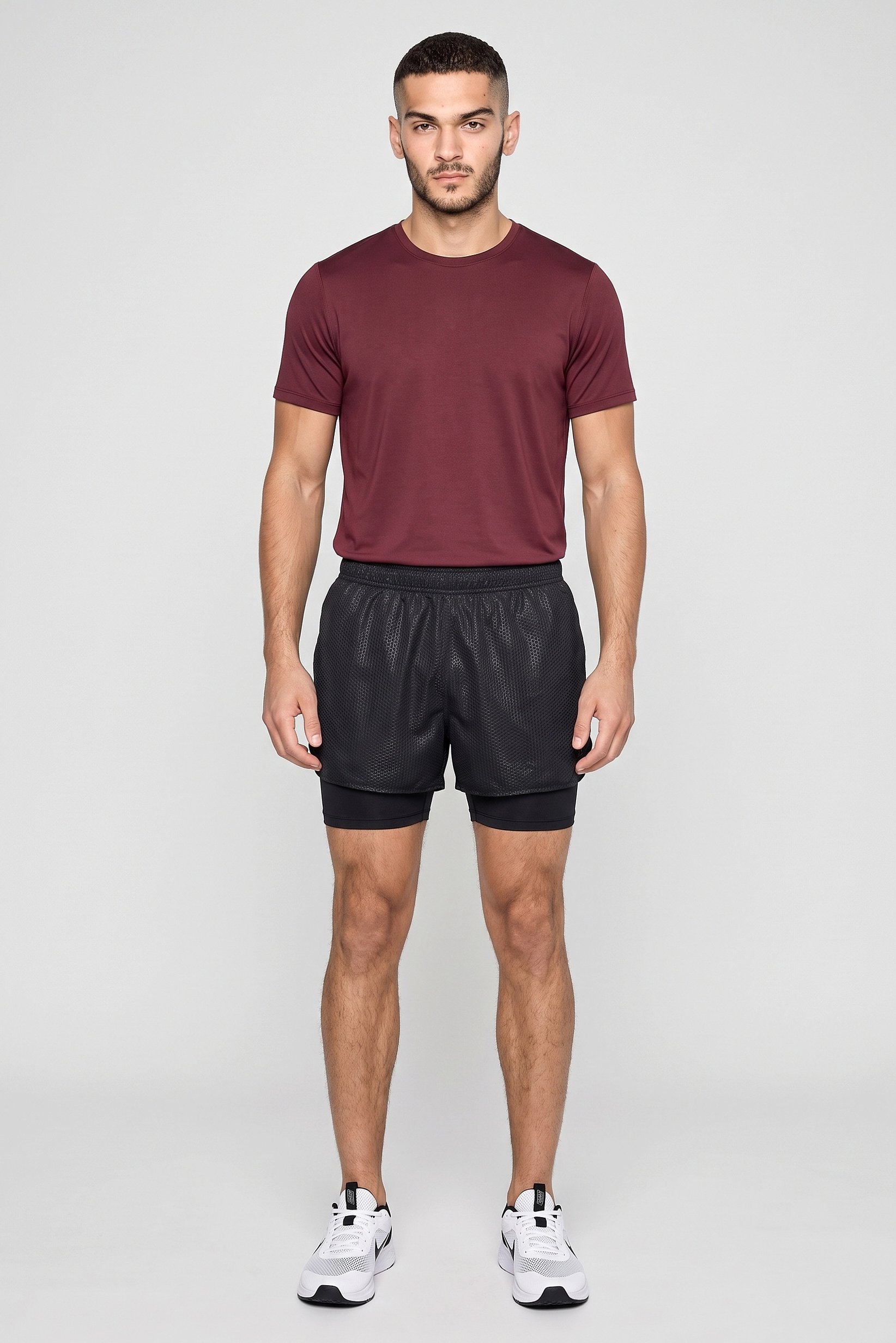Men Performance Fit Training 2 in 1 Shorts, Black