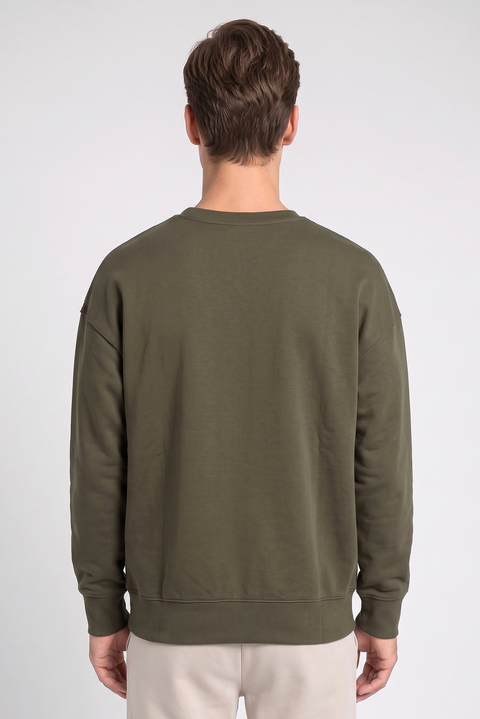 Men Regular Fit Long Sleeve Outdoor Sweatshirt, Dark Olive