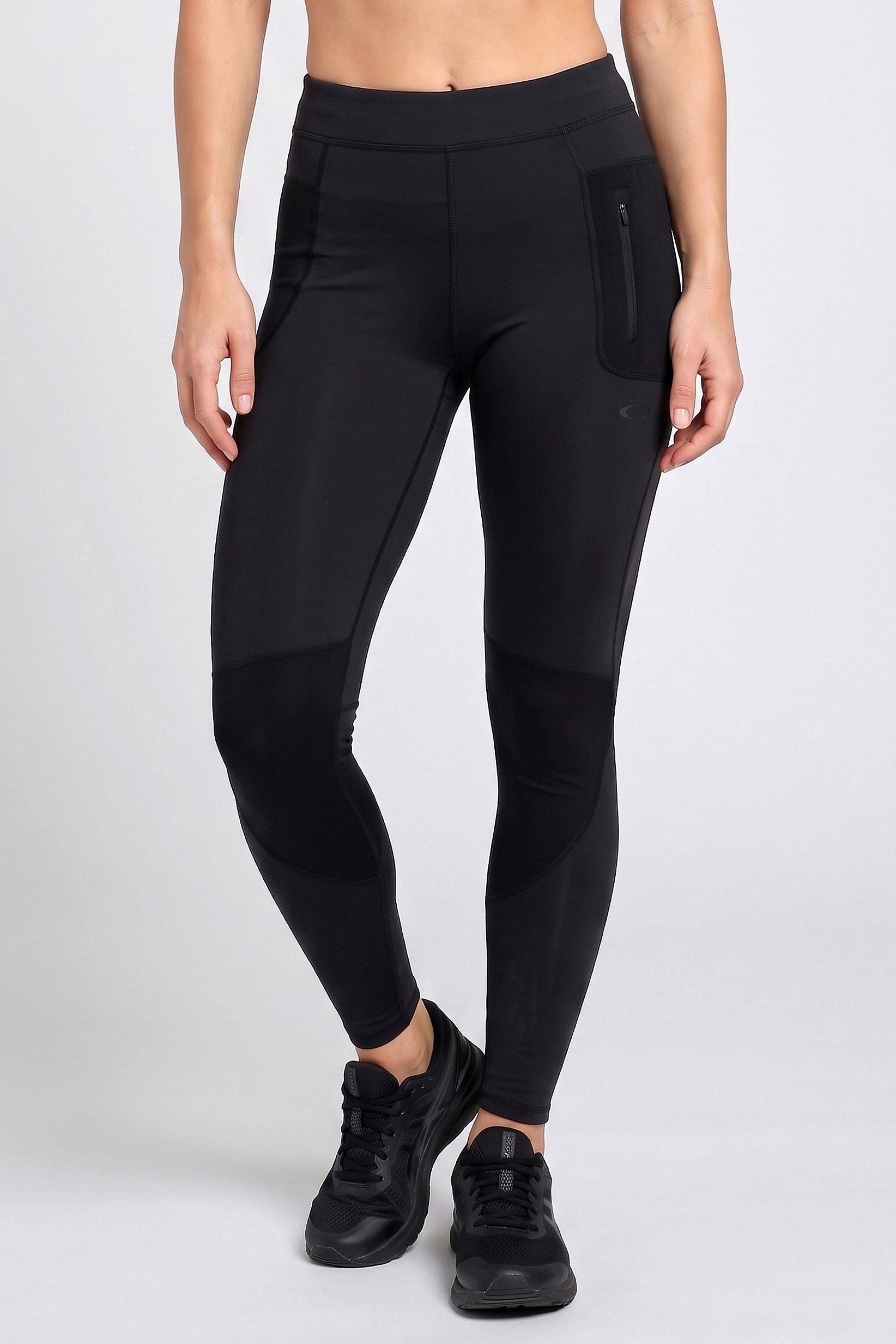 Women Performance Fit Brand Logo Running Tights, Black