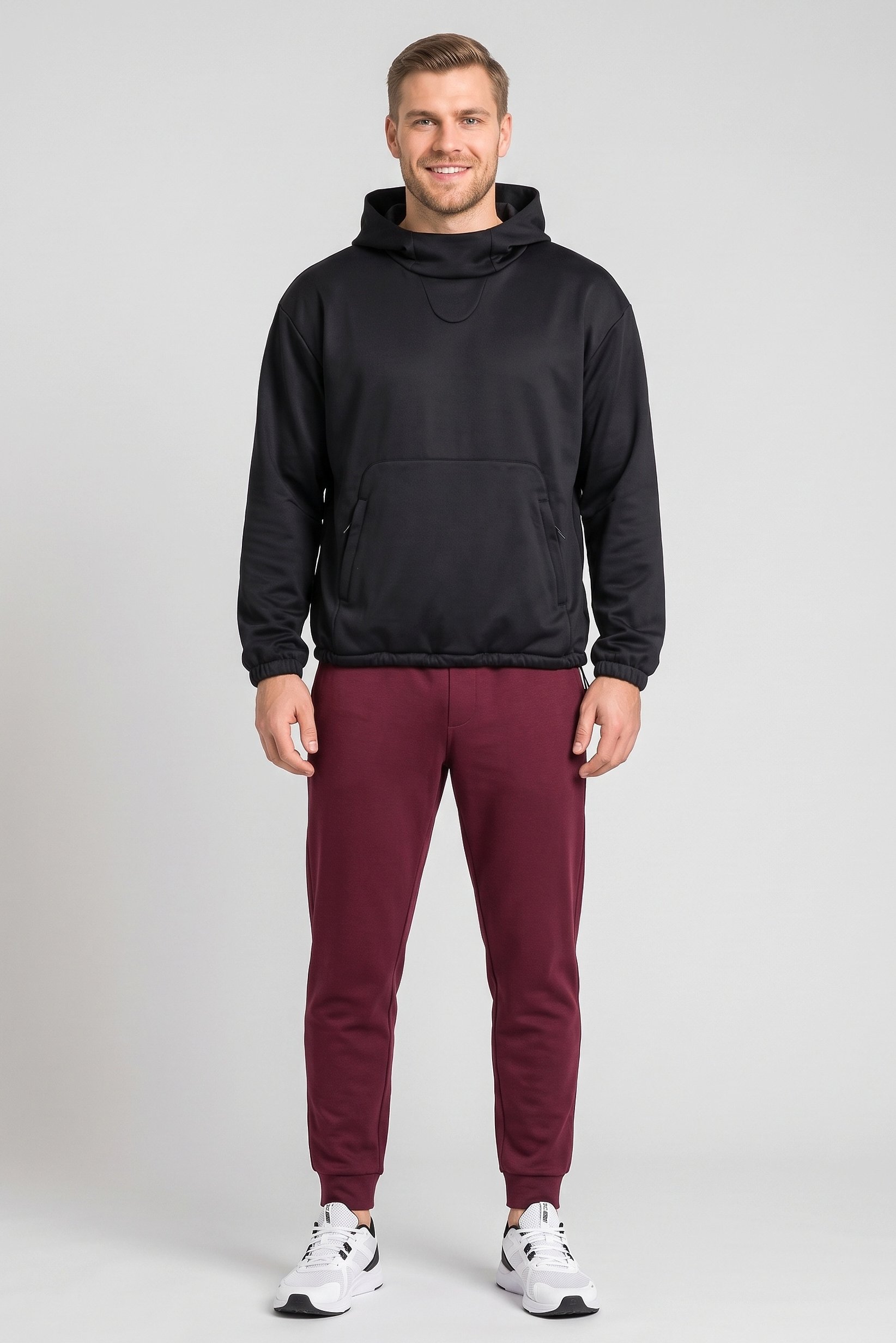 Men Baggy Fit Long Sleeve Outdoor Hoodie, Black