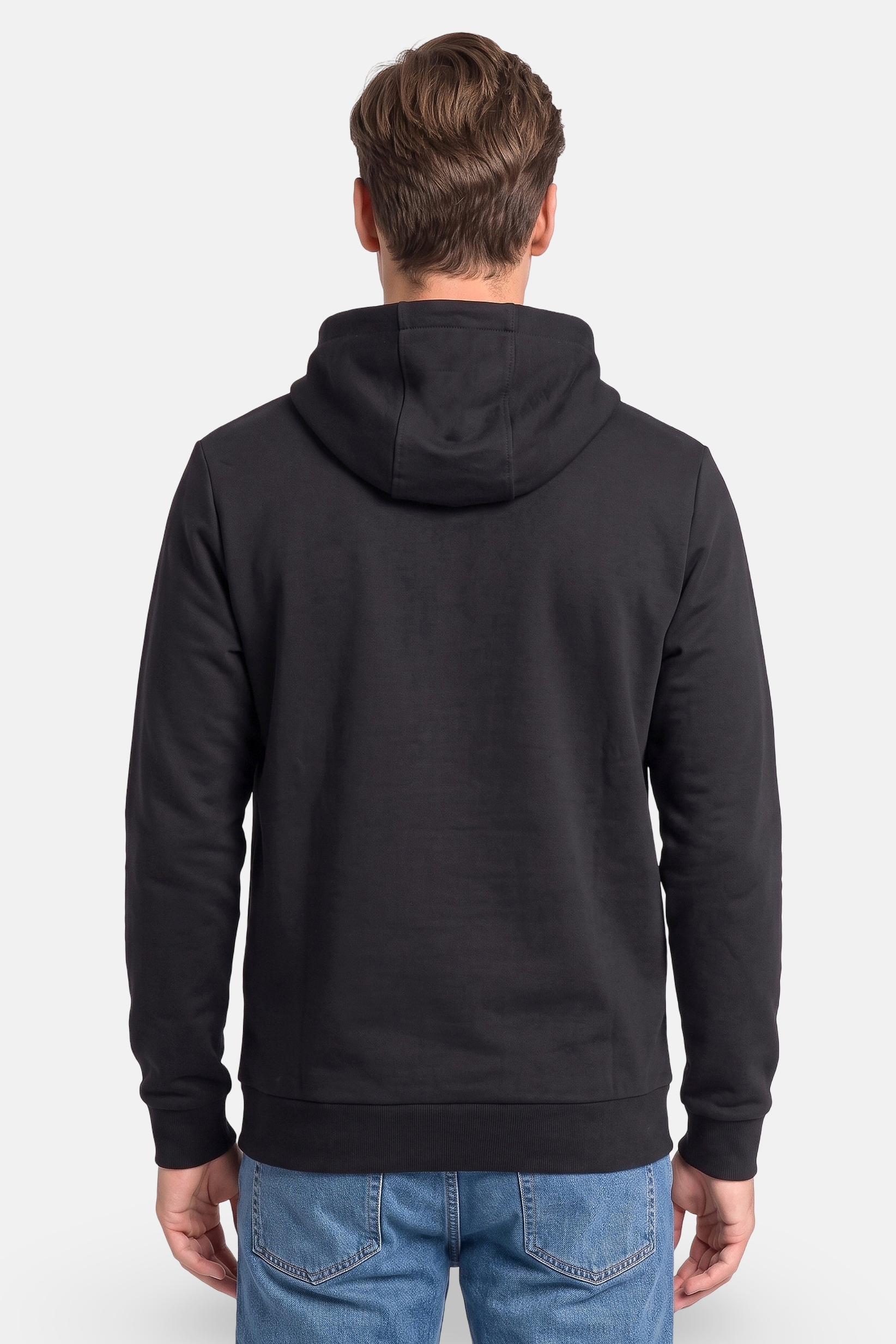 Men Long Sleeve Embroidered Logo Hoodie, Black