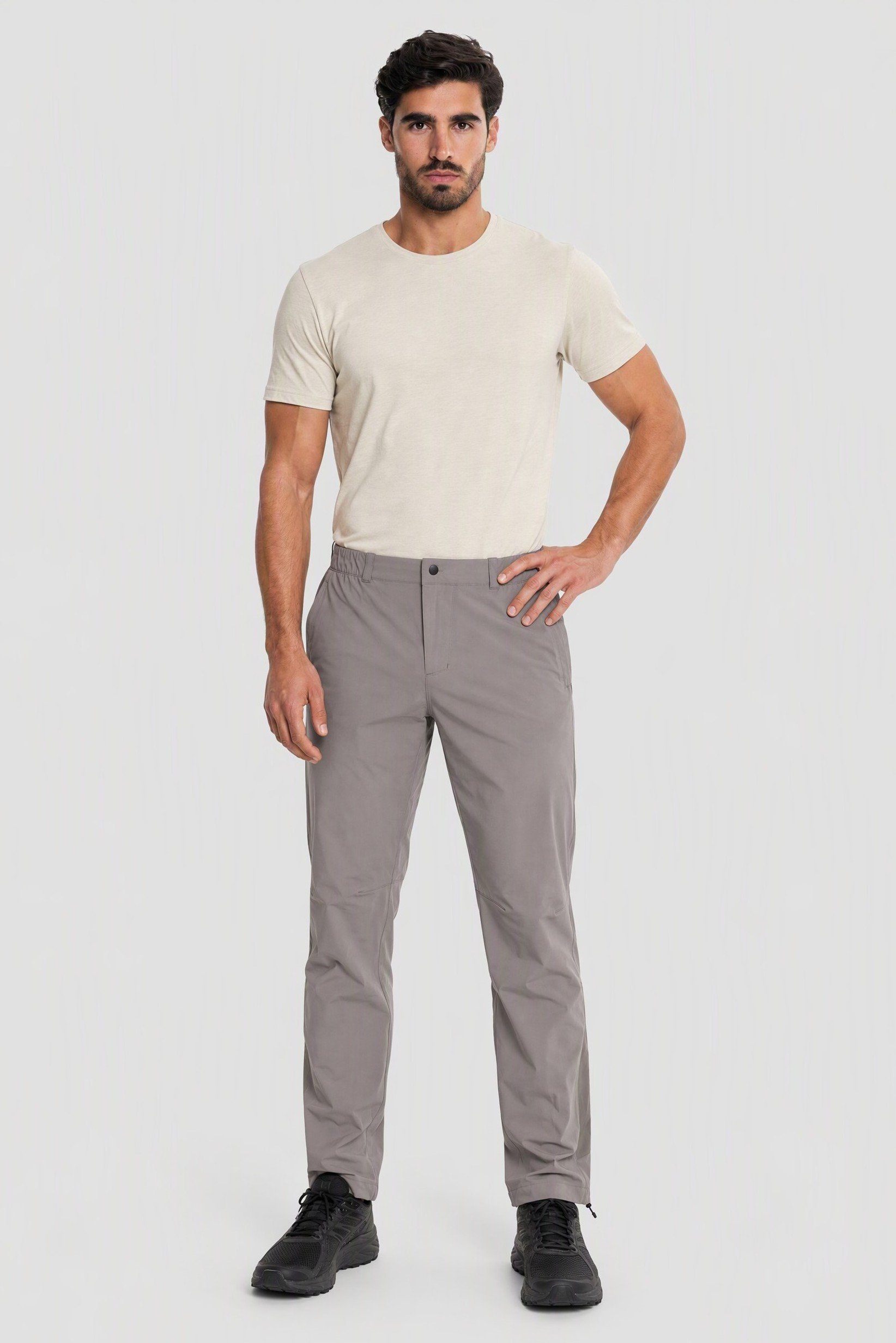 Men Regular Fit Solid Outdoor Track Pants, Grey