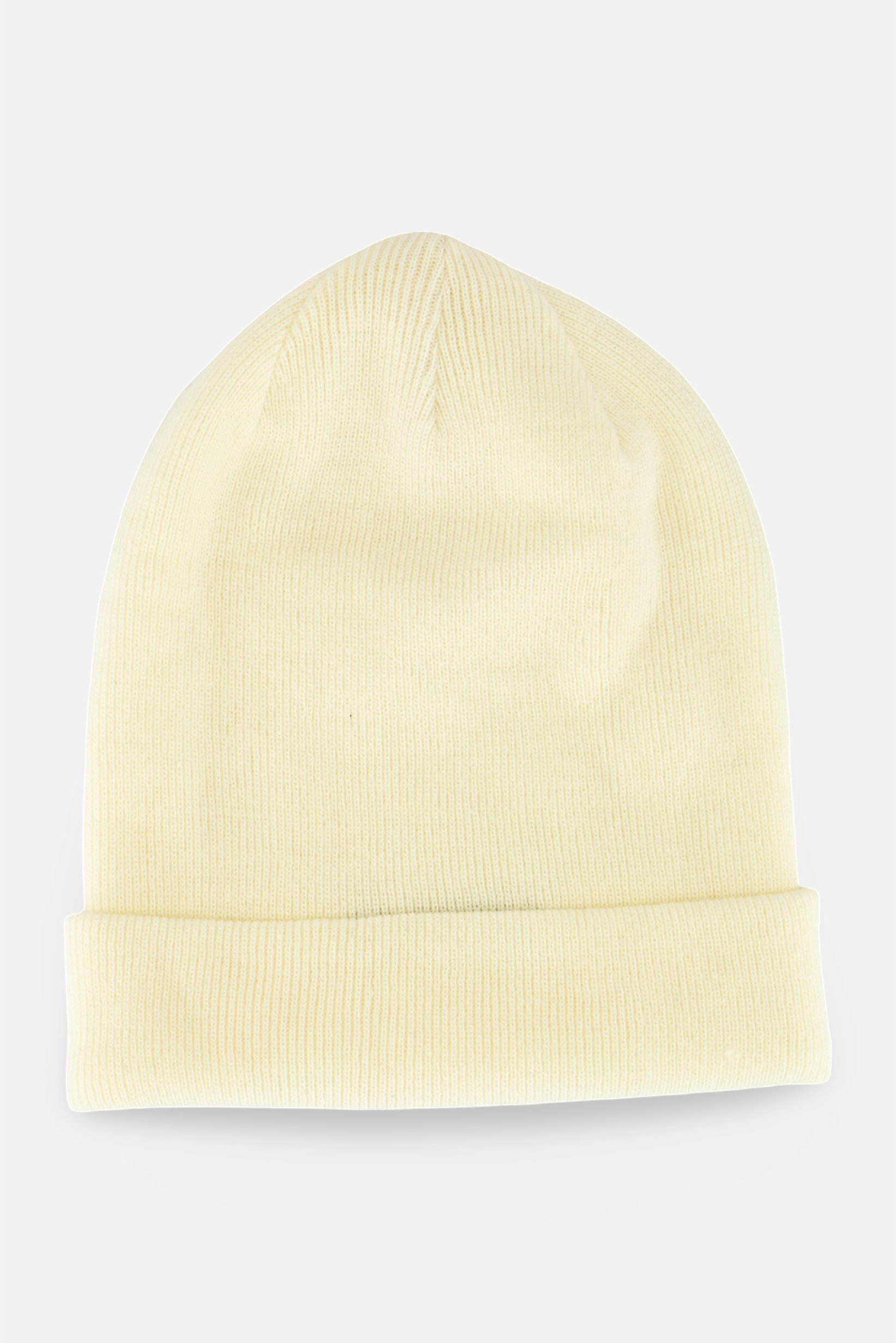 Men Embroidered Logo Beanie Hat, Cream
