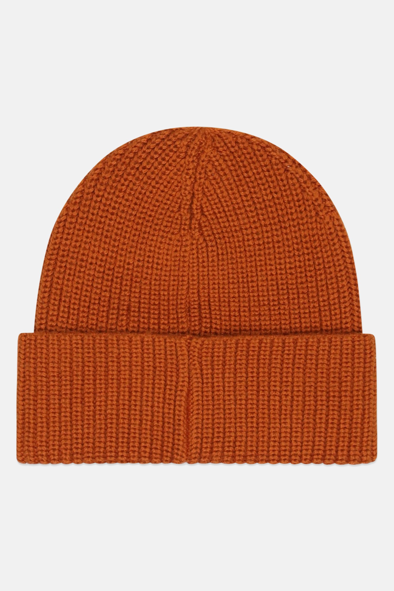 Men Embroidered Logo Beanie Hat, Rust