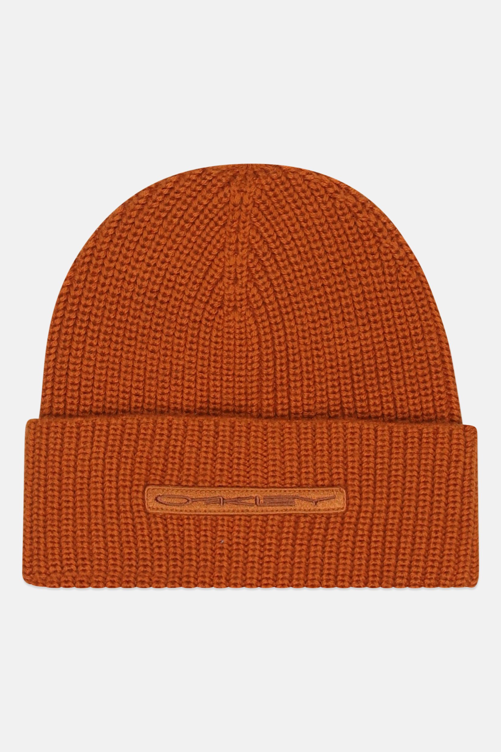Men Embroidered Logo Beanie Hat, Rust