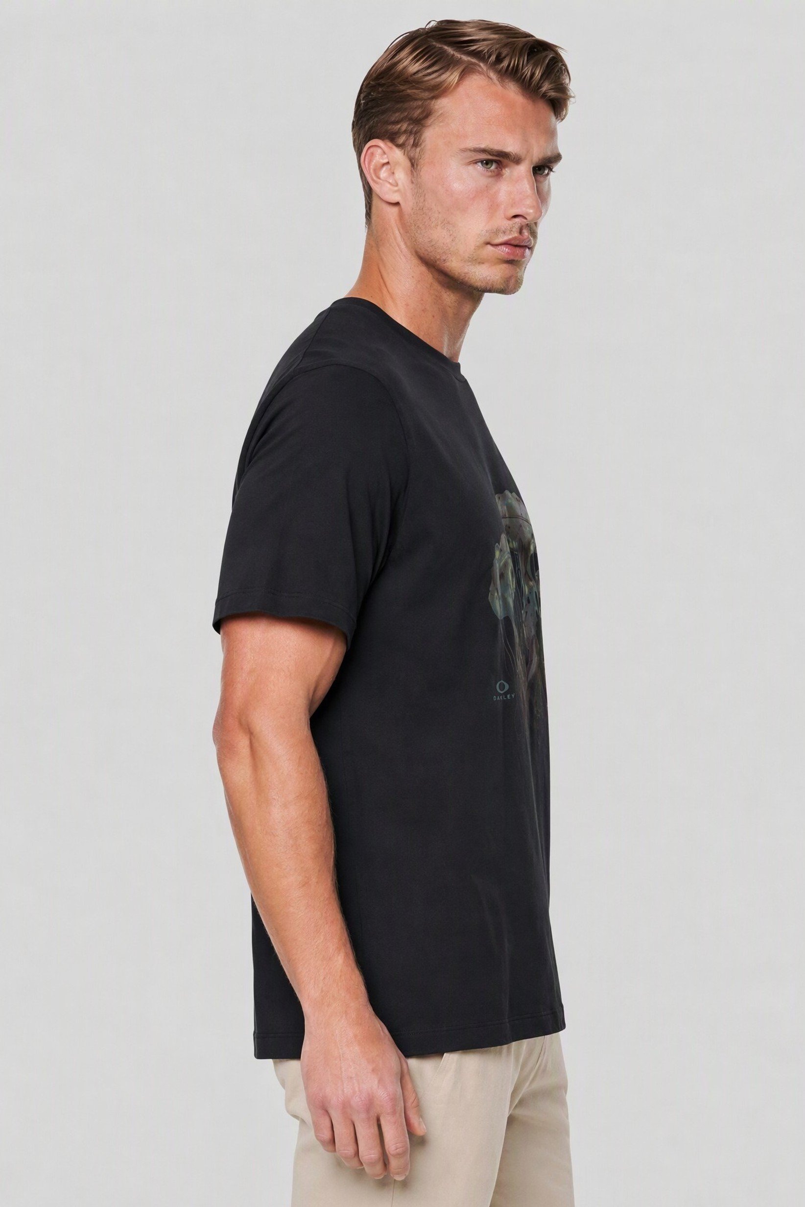 Men Boxy Fit Graphic Print Short Sleeve Outdoor T-Shirt, Black