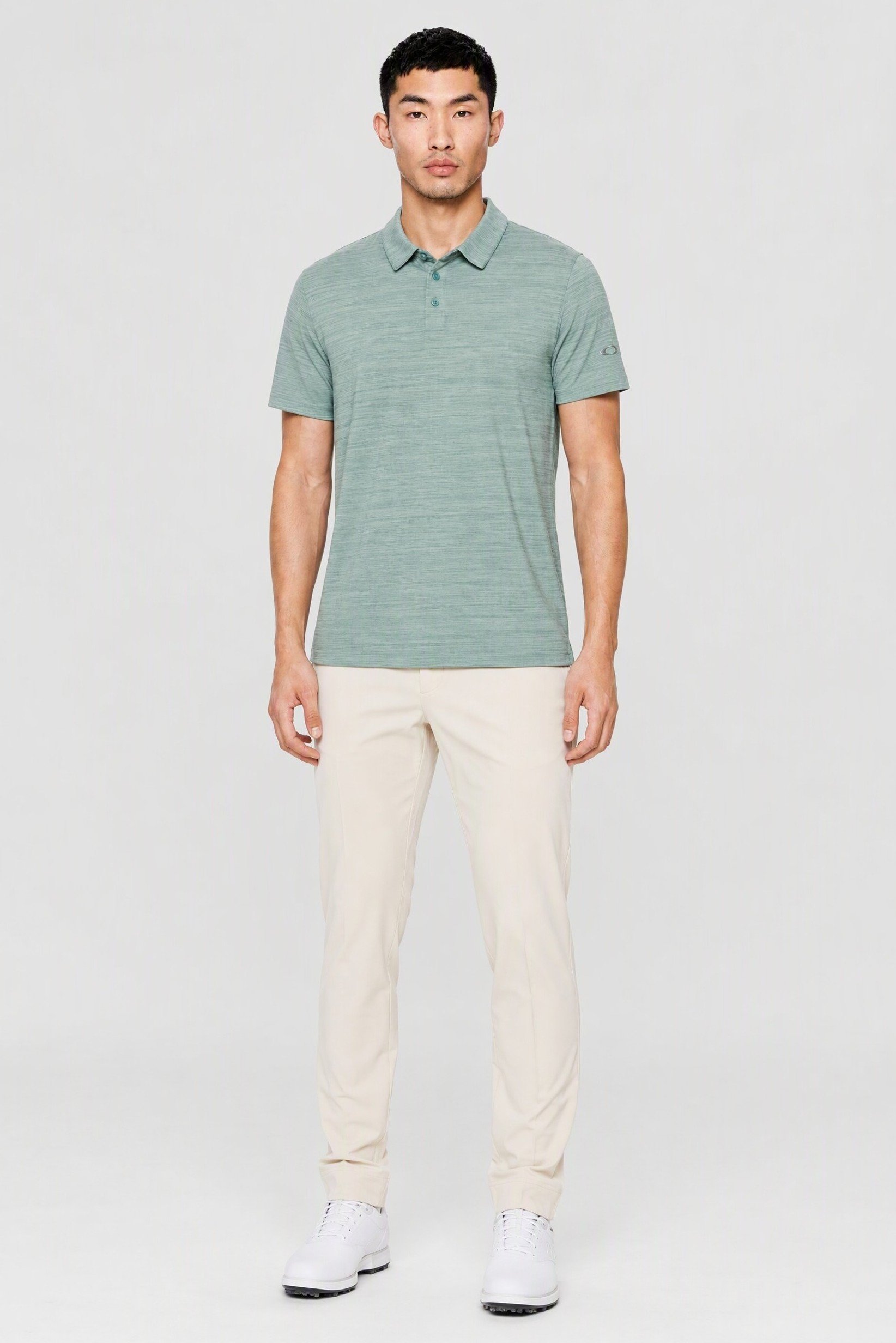 Men Regular Fit Short Sleeve Golf Polo Shirt, Heather Mint