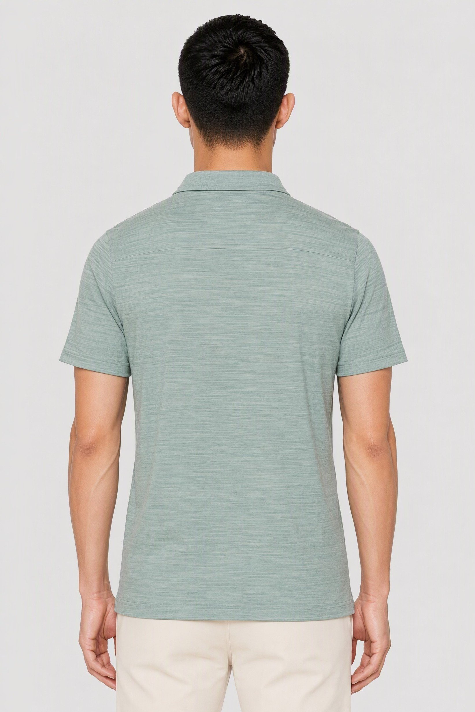 Men Regular Fit Short Sleeve Golf Polo Shirt, Heather Mint