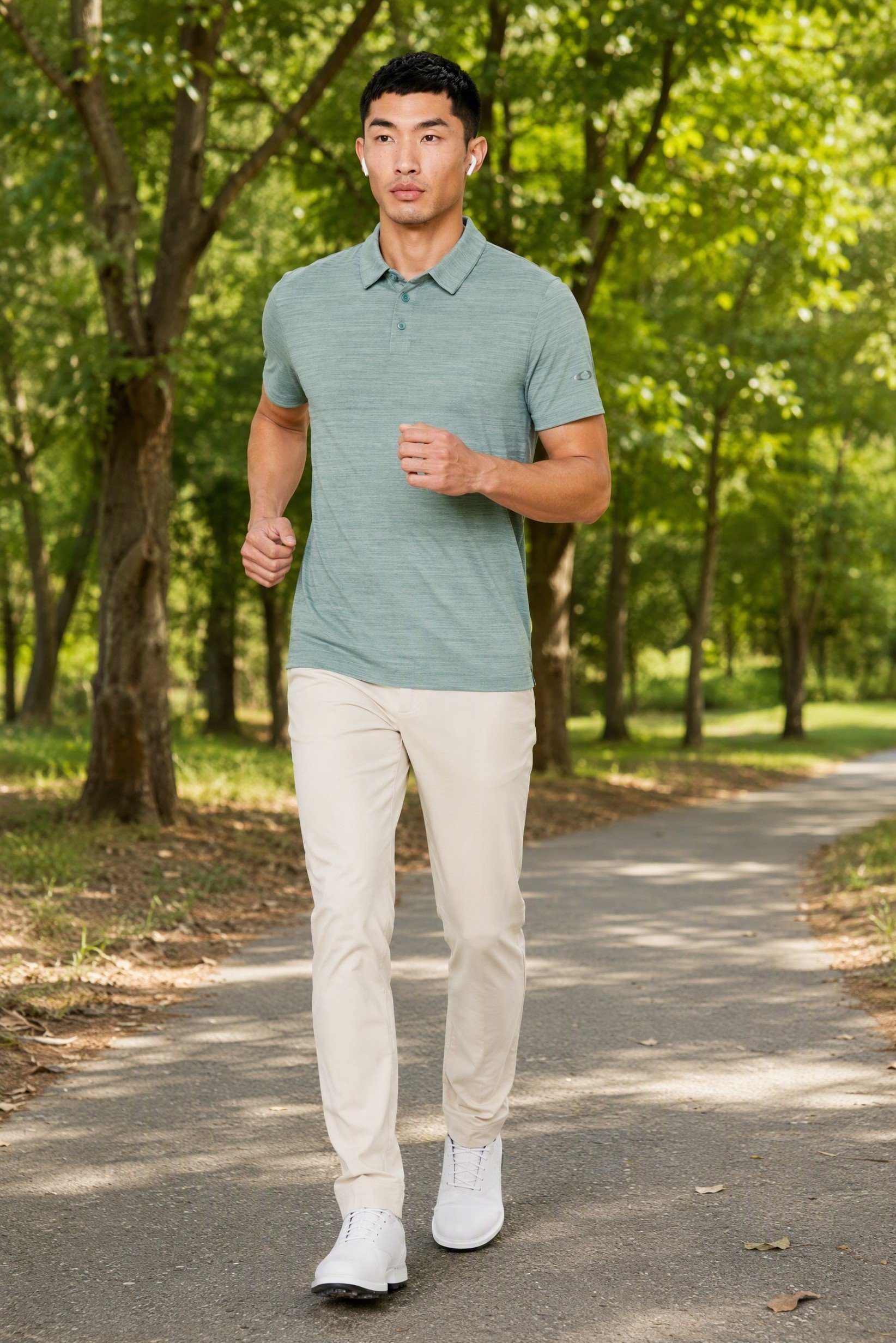 Men Regular Fit Short Sleeve Golf Polo Shirt, Heather Mint