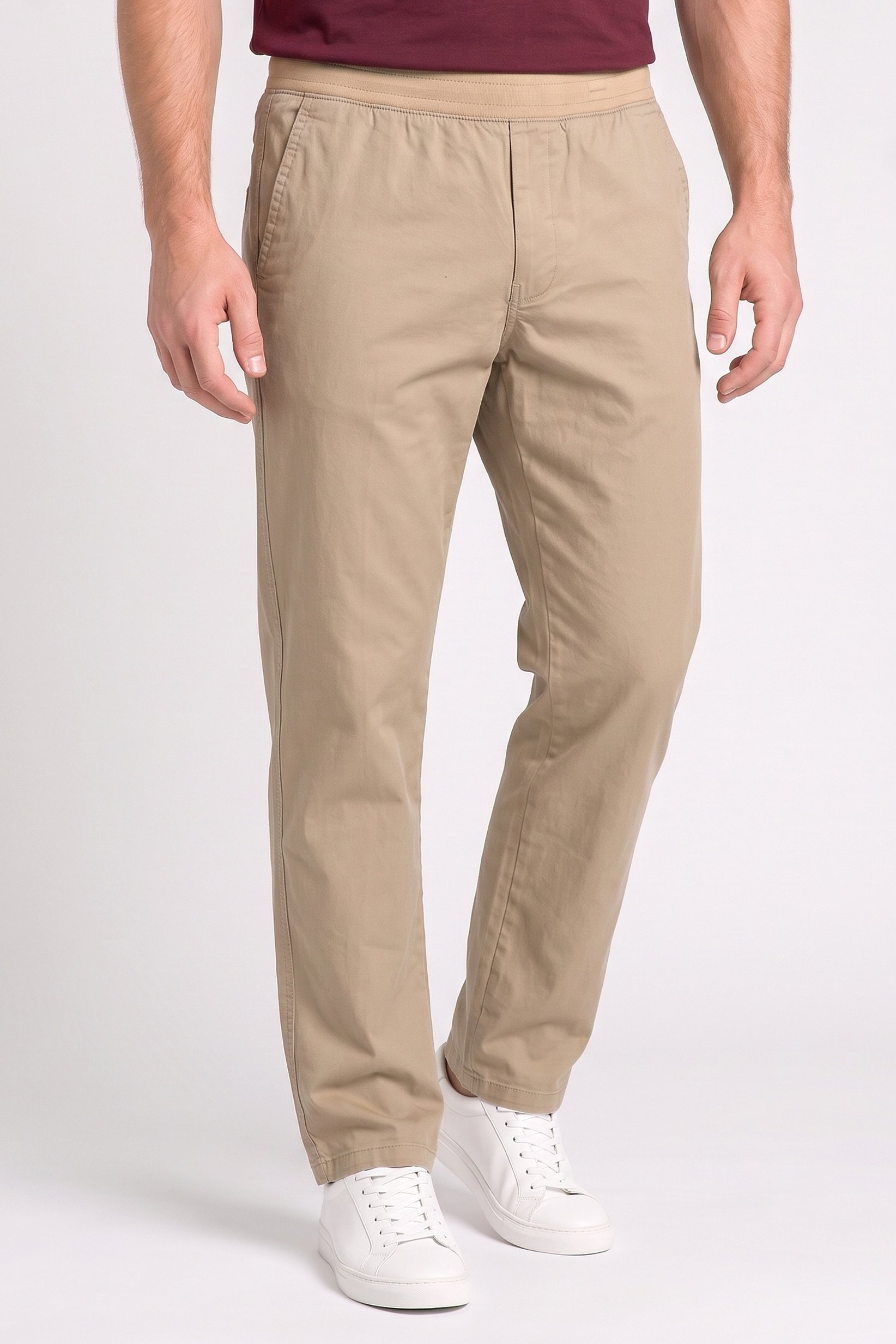 Men Regular Fit Plain Golf Pants, Khaki