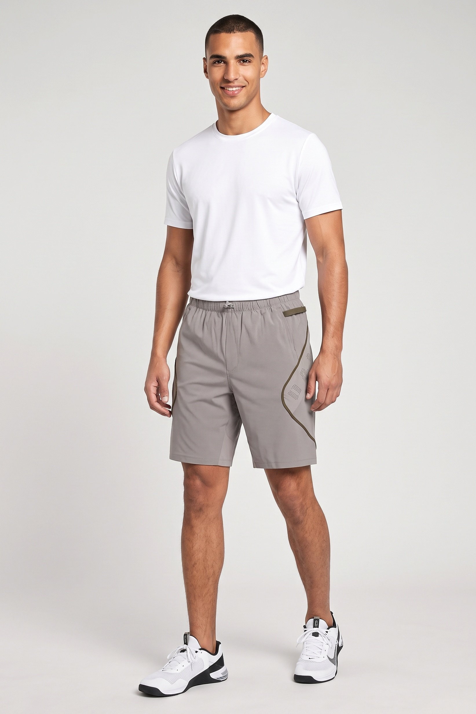 Men Performance Fit Outdoor Shorts, Light Grey