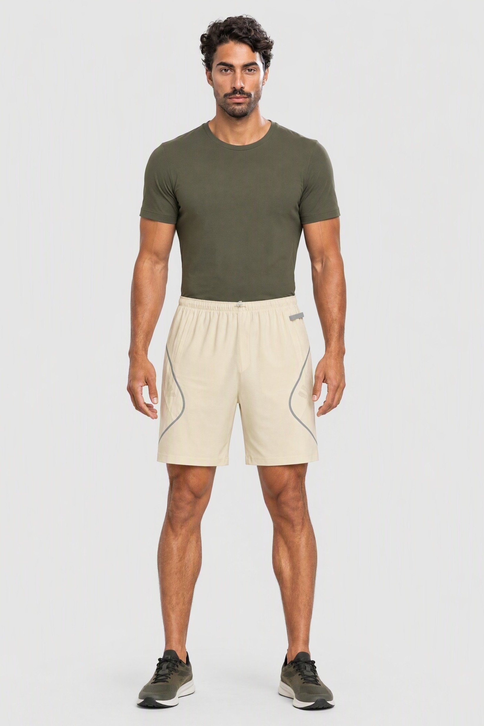 Men Performance Fit Outdoor Shorts, Cream
