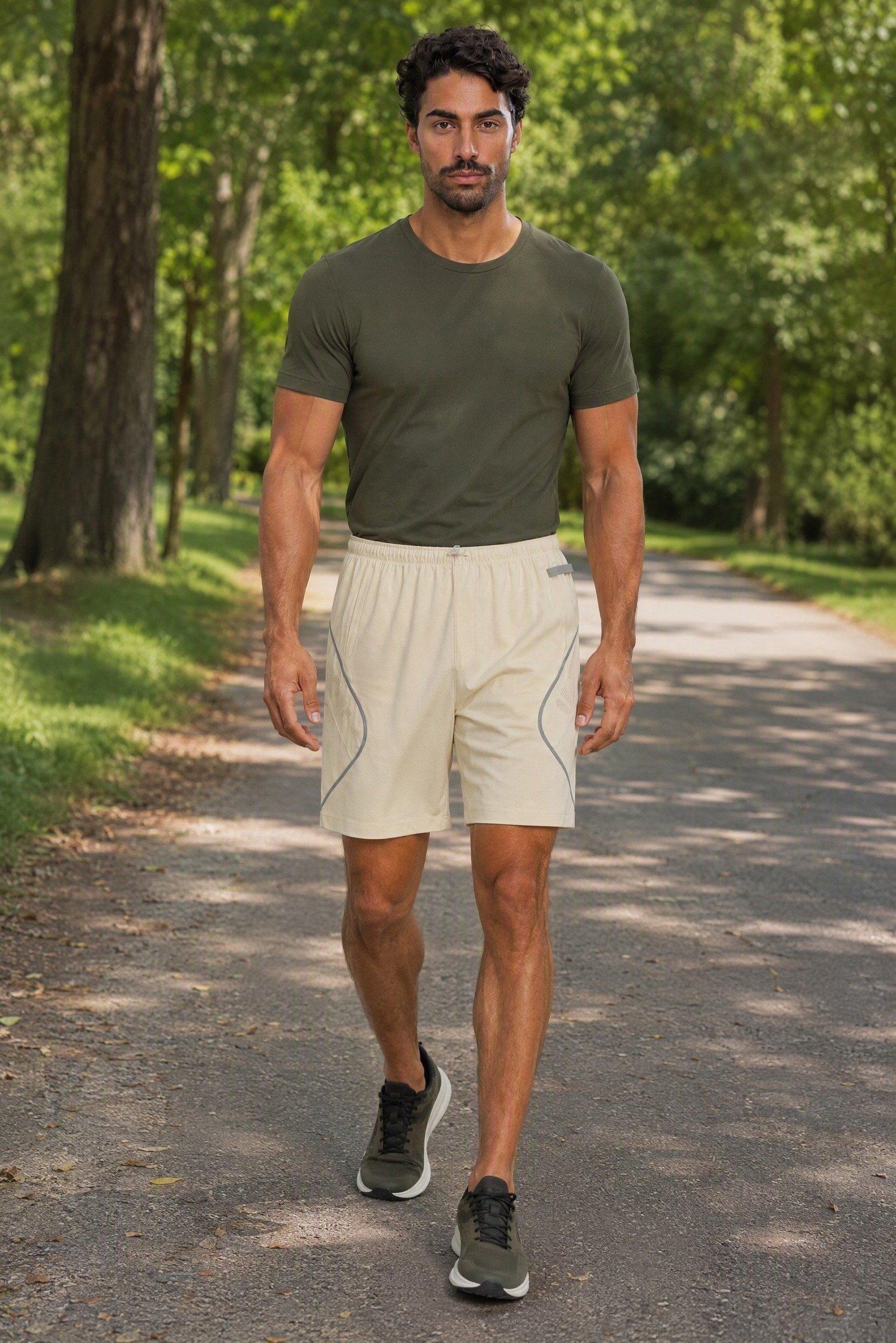 Men Performance Fit Outdoor Shorts, Cream