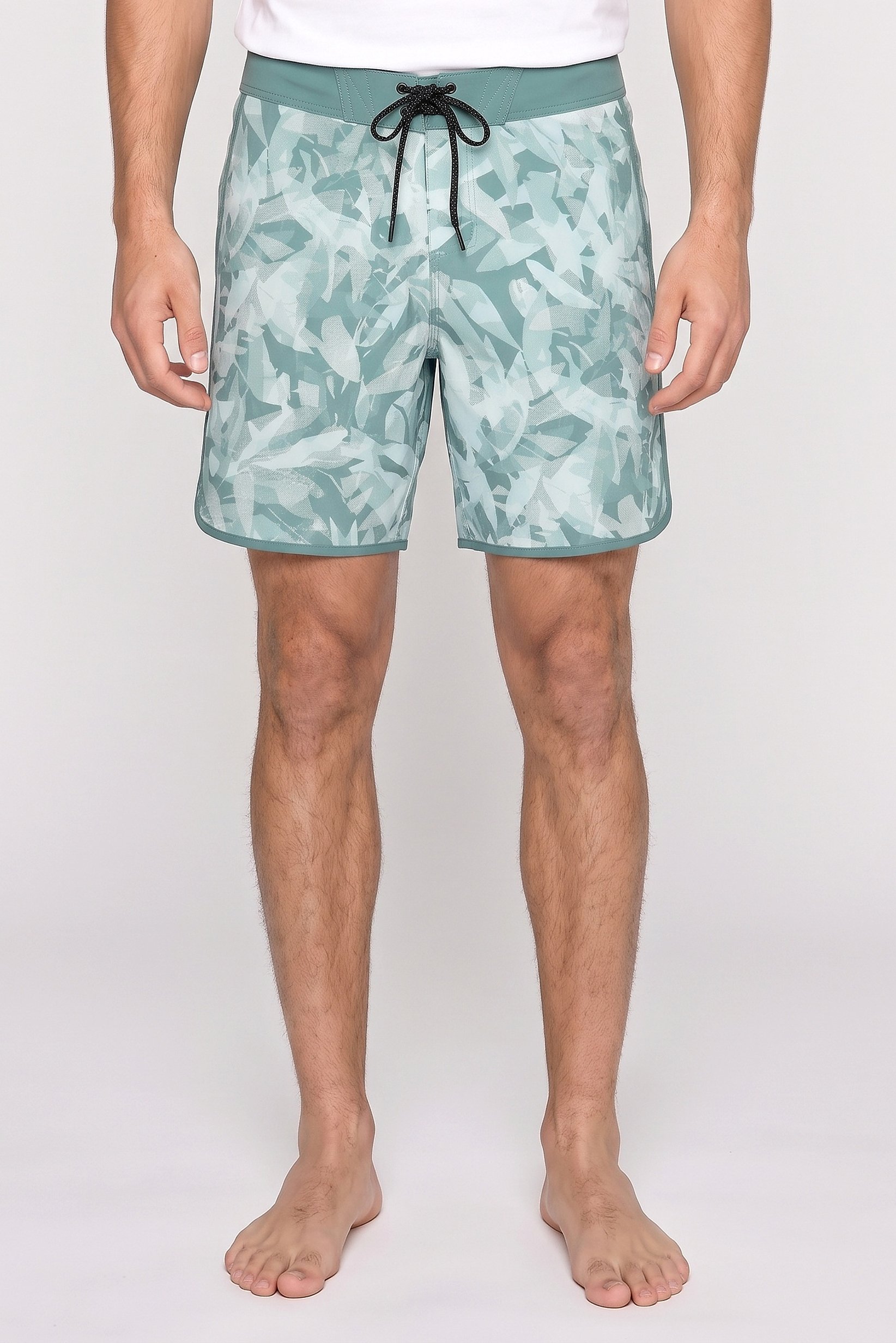 Men Drawstring Allover Print Board Shorts, Multicolor