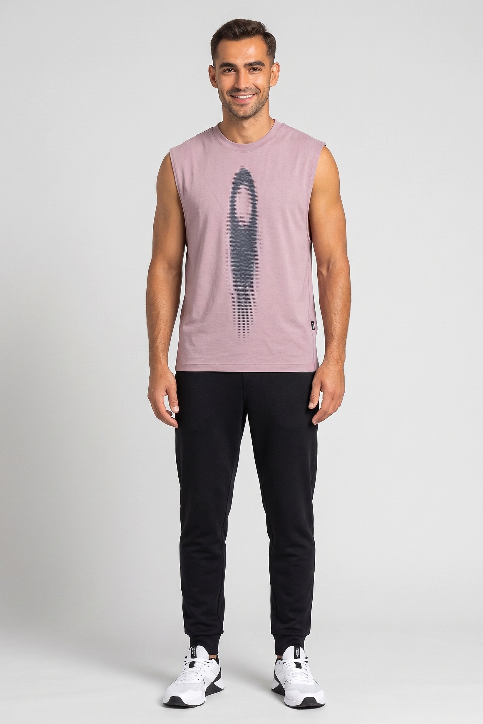 Men Boxy Fit Sleeveless Training Vest, Dusty Pink