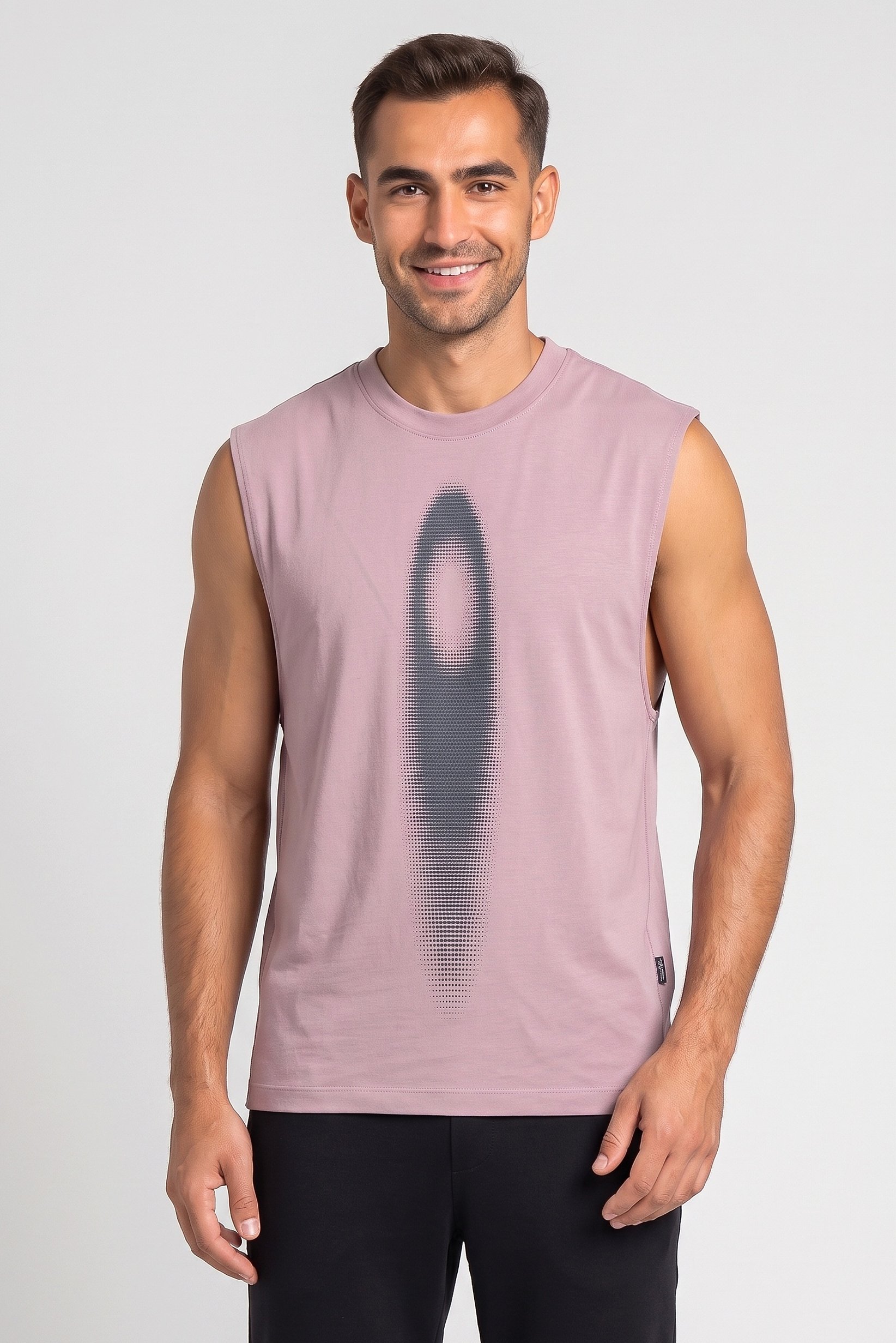 Men Boxy Fit Sleeveless Training Vest, Dusty Pink