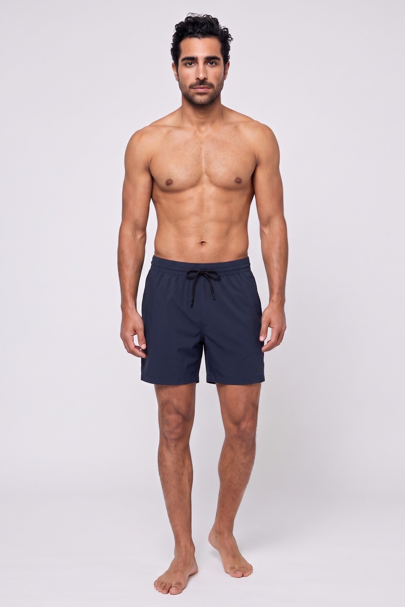 Men Regular Fit Brand Logo Board Shorts, Navy Blue