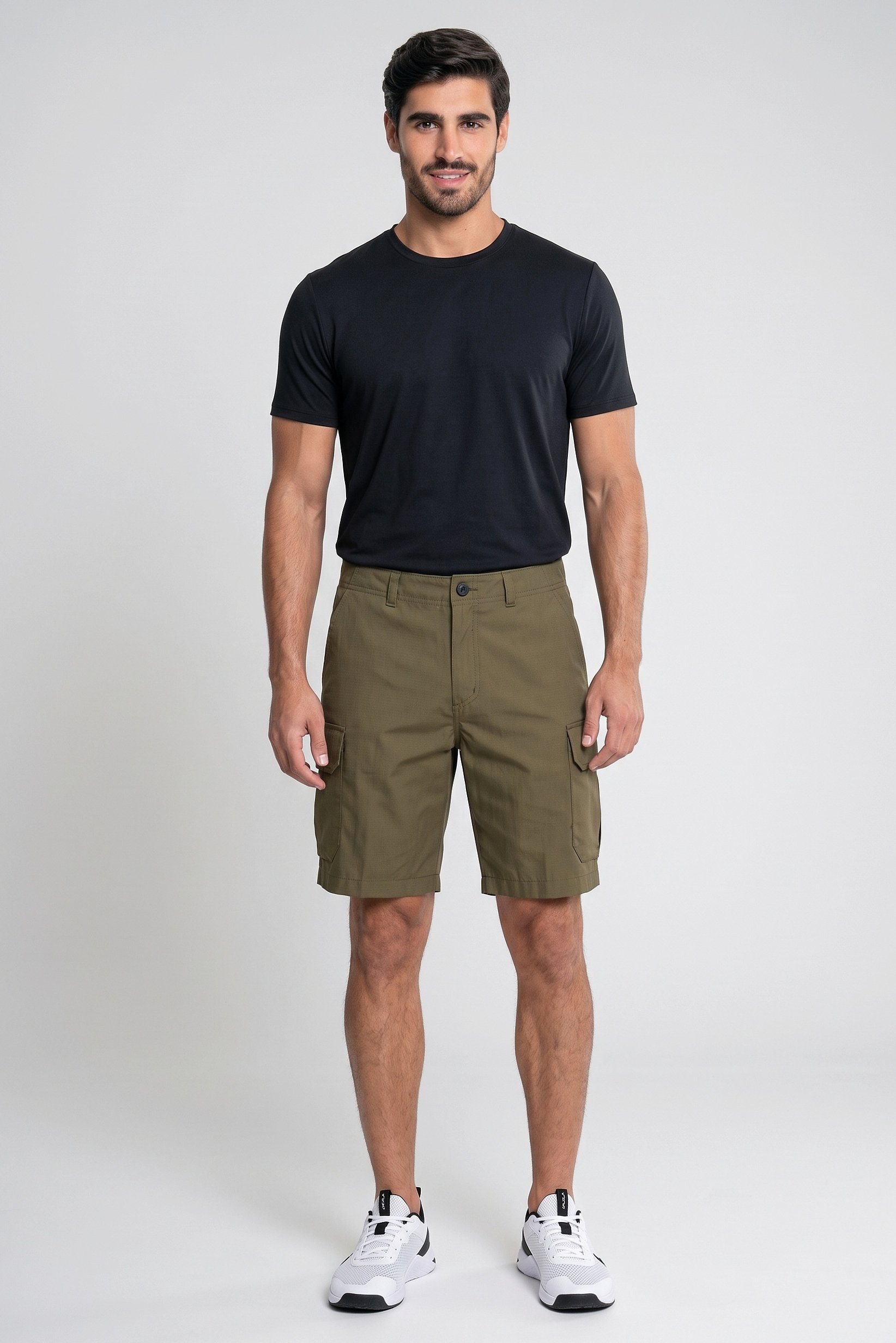 Men Regular Fit Outdoor Cargo Shorts, Olive