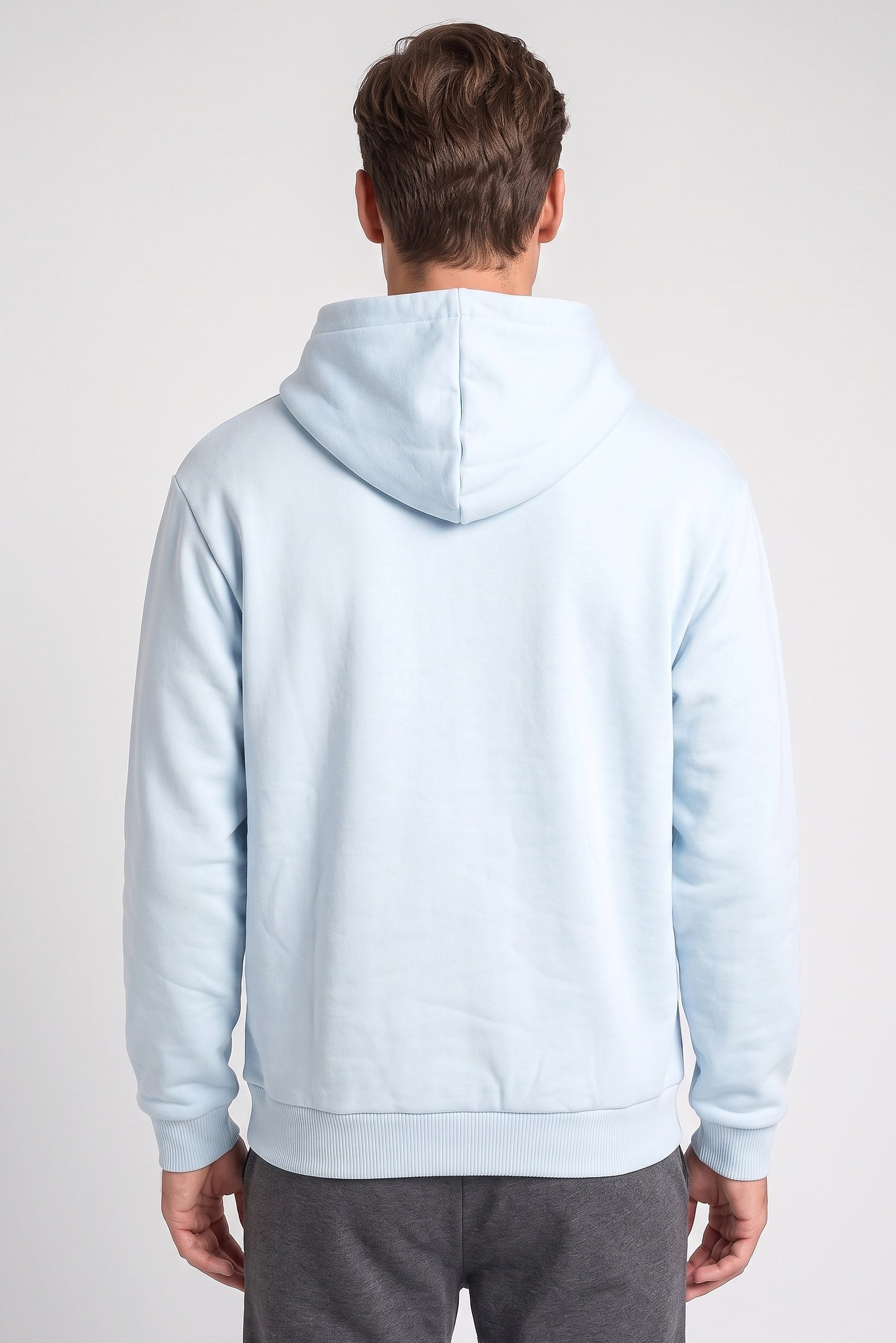 Men Relaxed Fit Long Sleeve Outdoor Hoodie, Light Blue