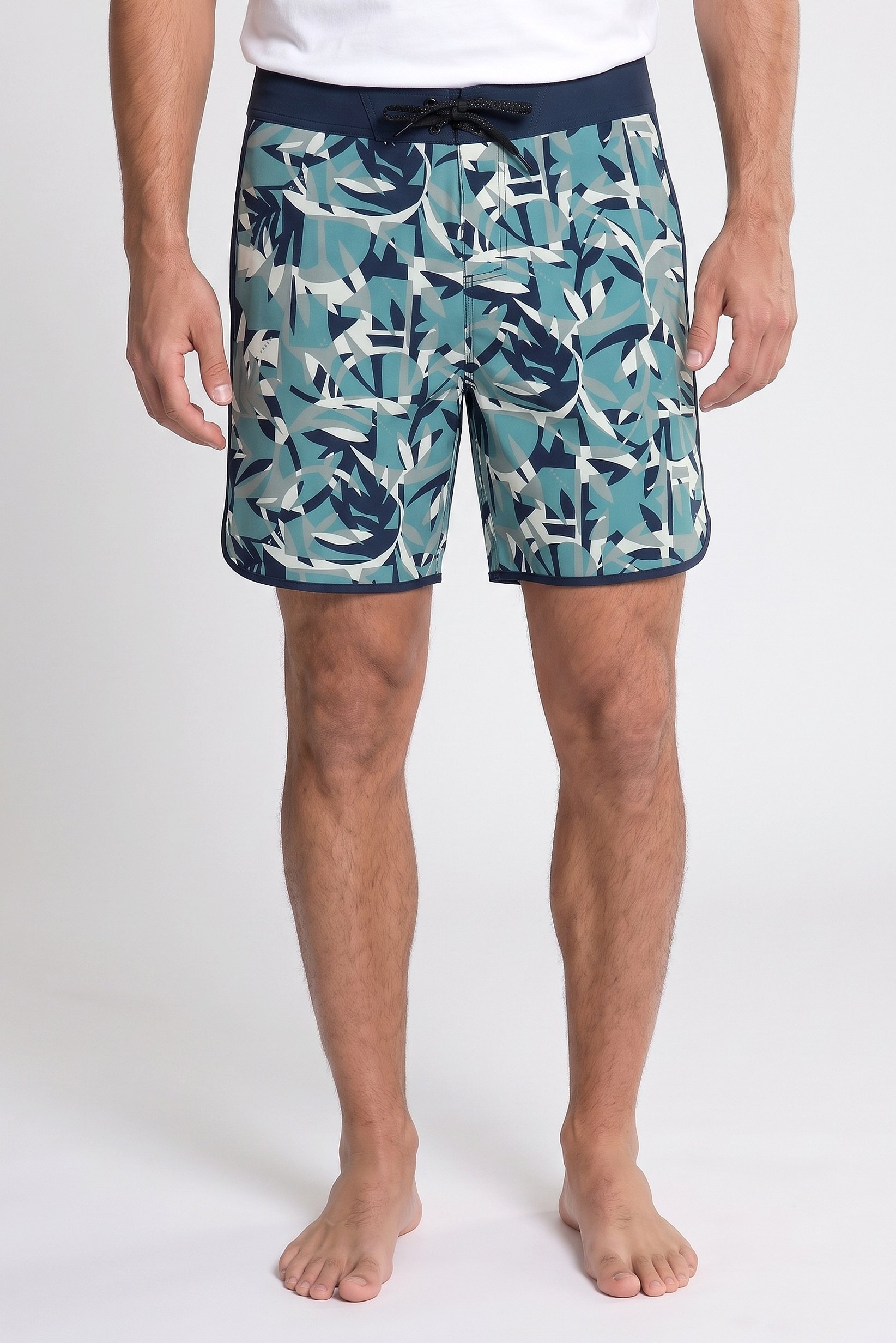 Men Drawstring Allover Print Board Shorts, Multicolor