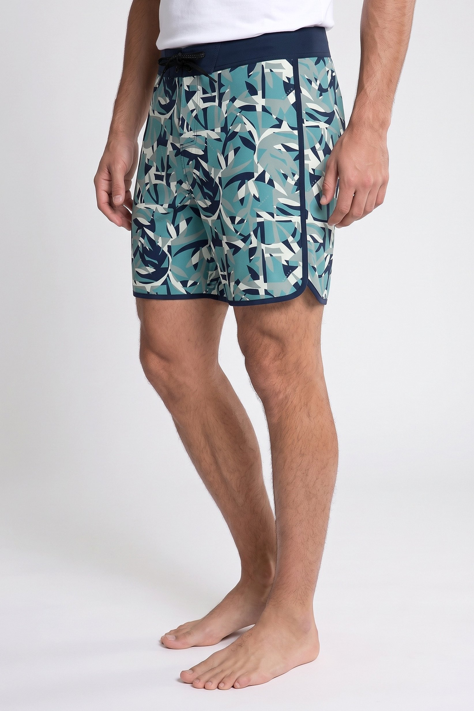 Men Drawstring Allover Print Board Shorts, Multicolor