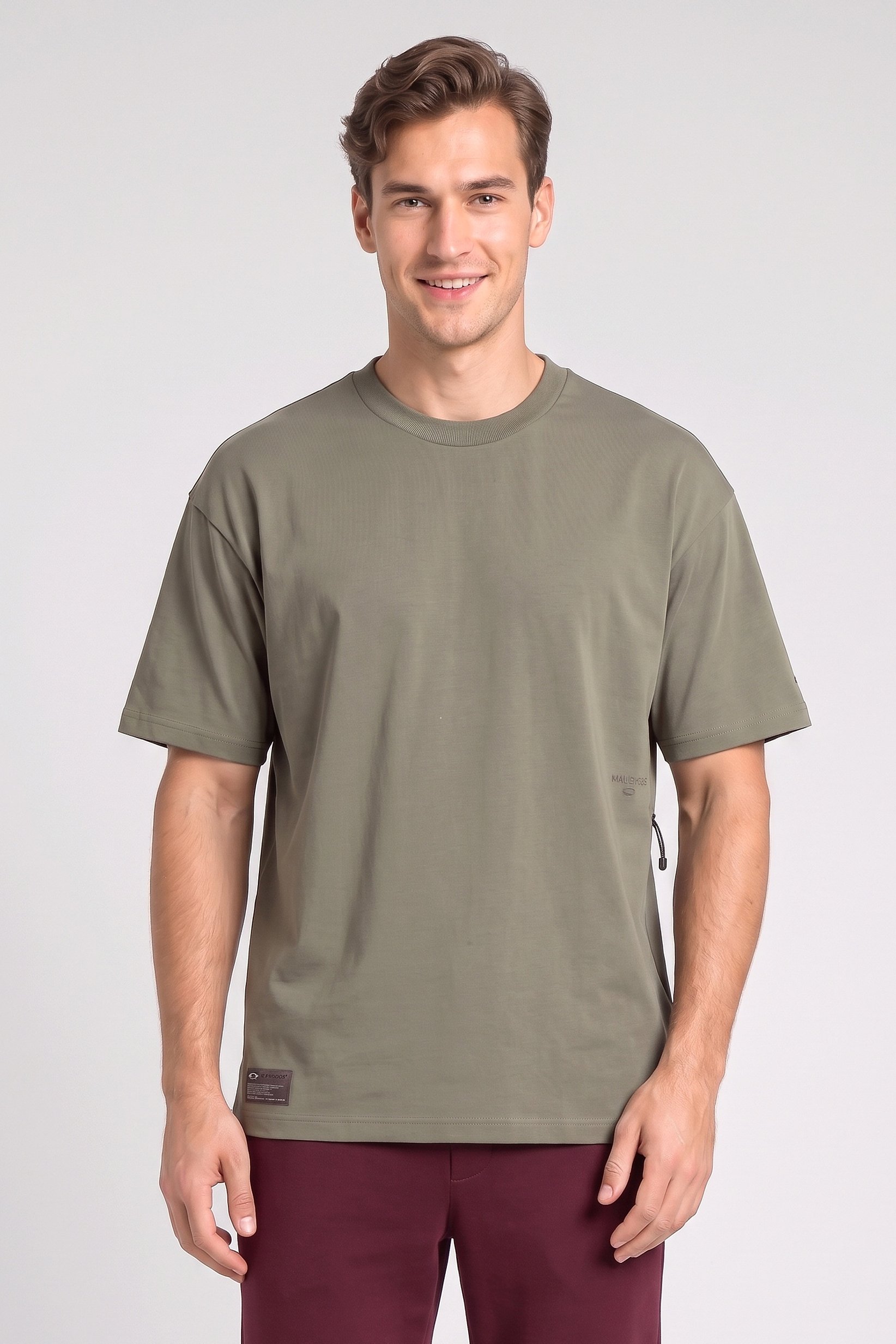 Men Regular Fit Short Sleeve Outdoor T-Shirt, Olive Green
