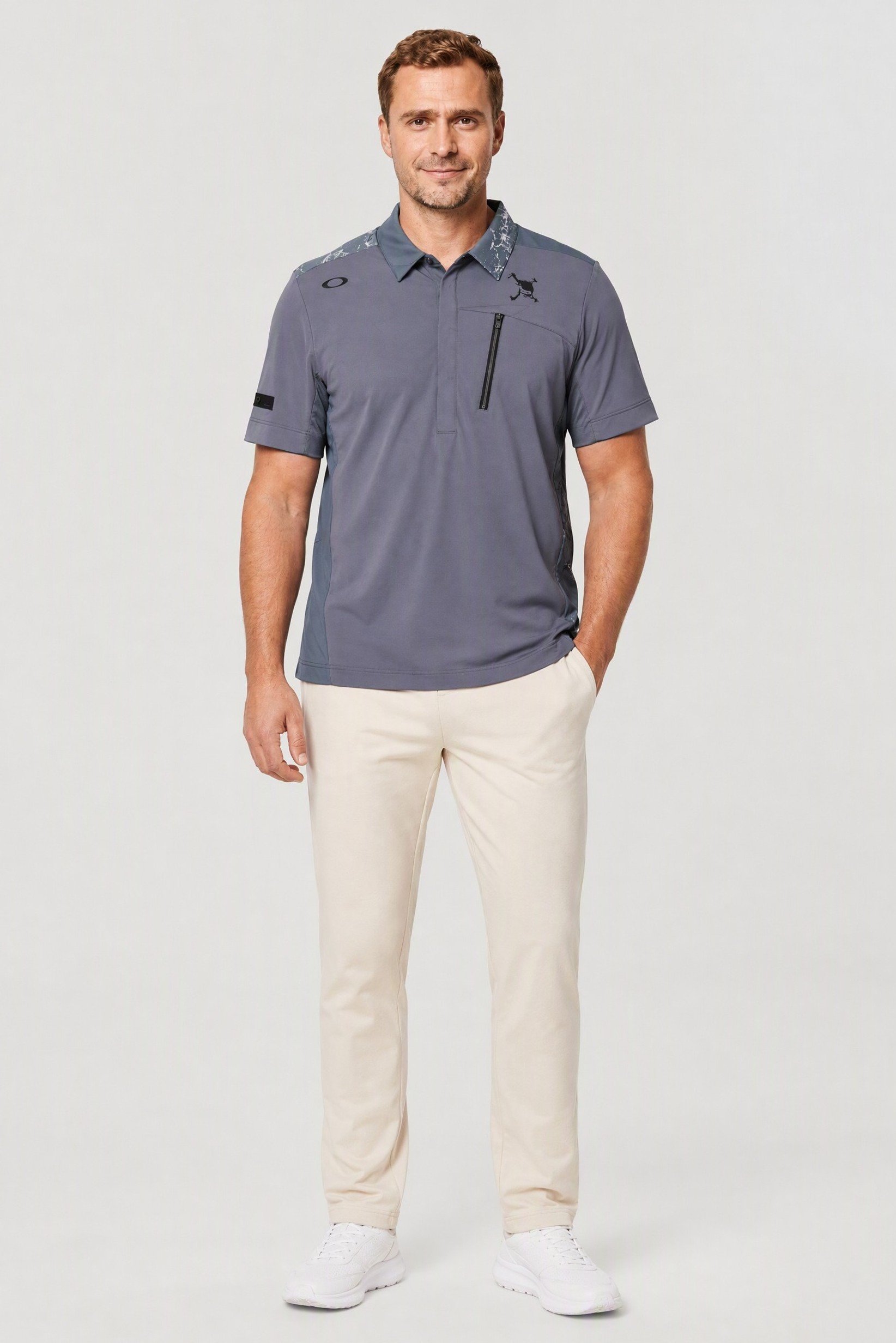 Men Sportswear Fit Short Sleeve Outdoor Polo Shirt, Grey
