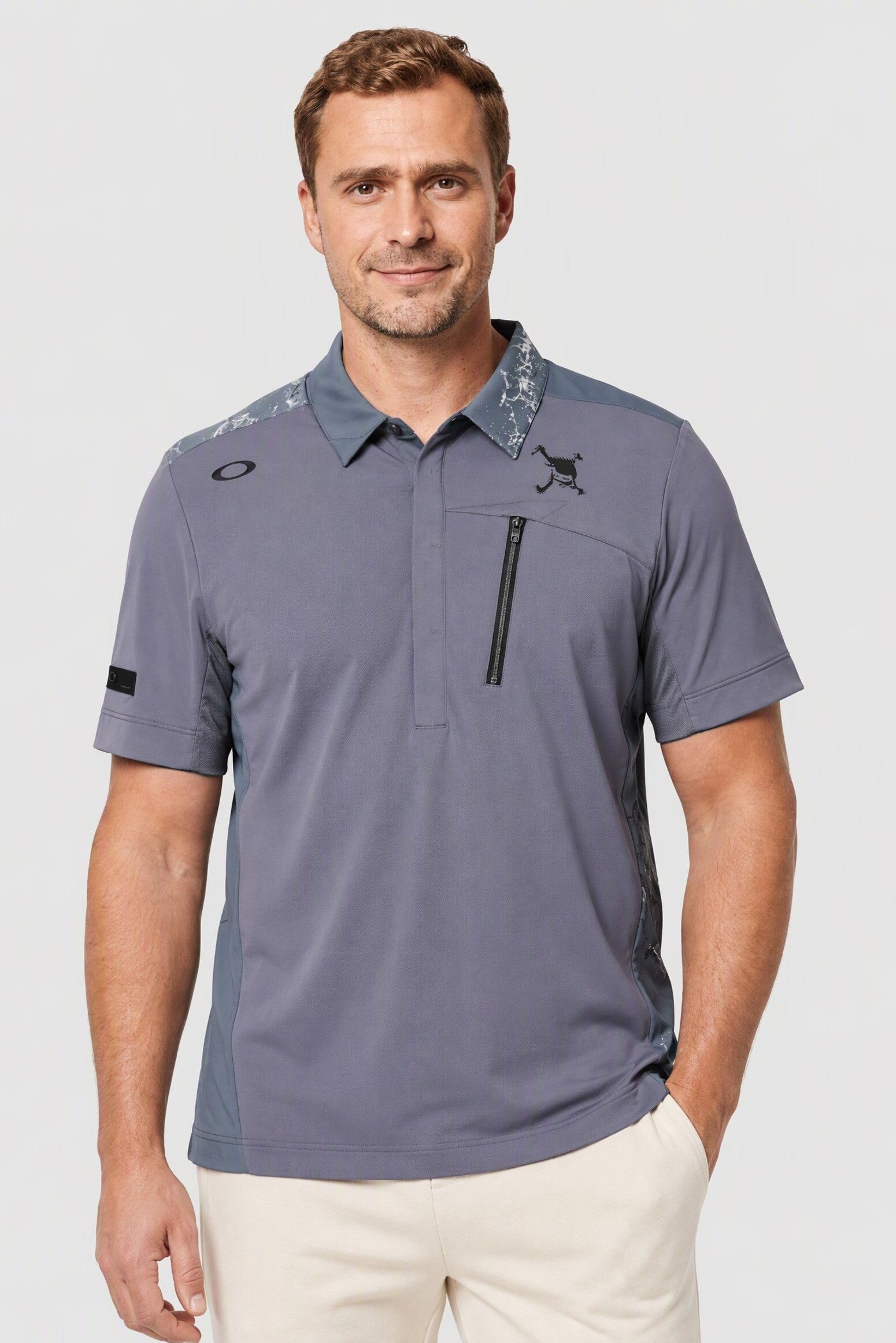 Men Sportswear Fit Short Sleeve Outdoor Polo Shirt, Grey
