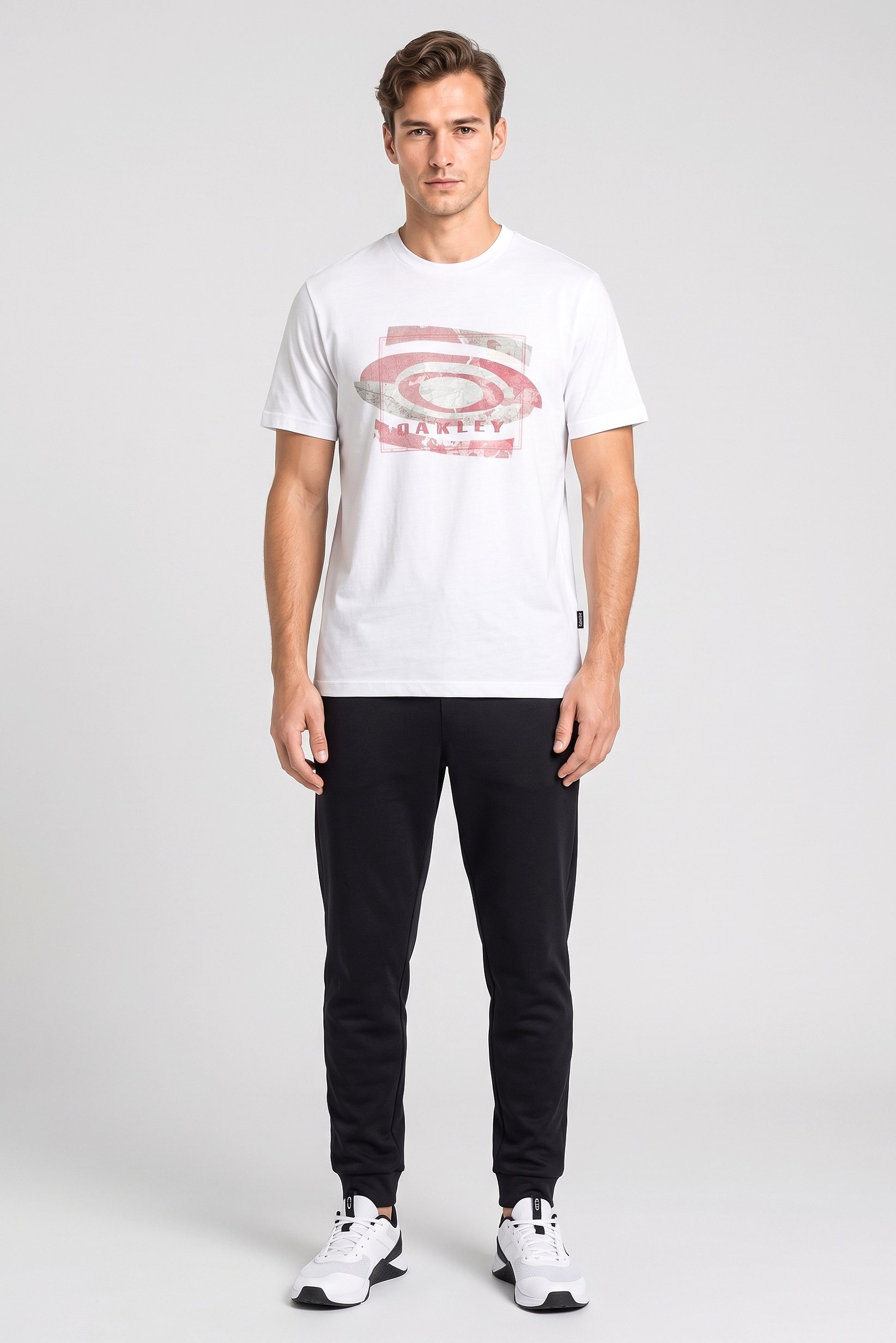 Men Crew Neck Short Sleeve Brand Logo T-Shirt, White
