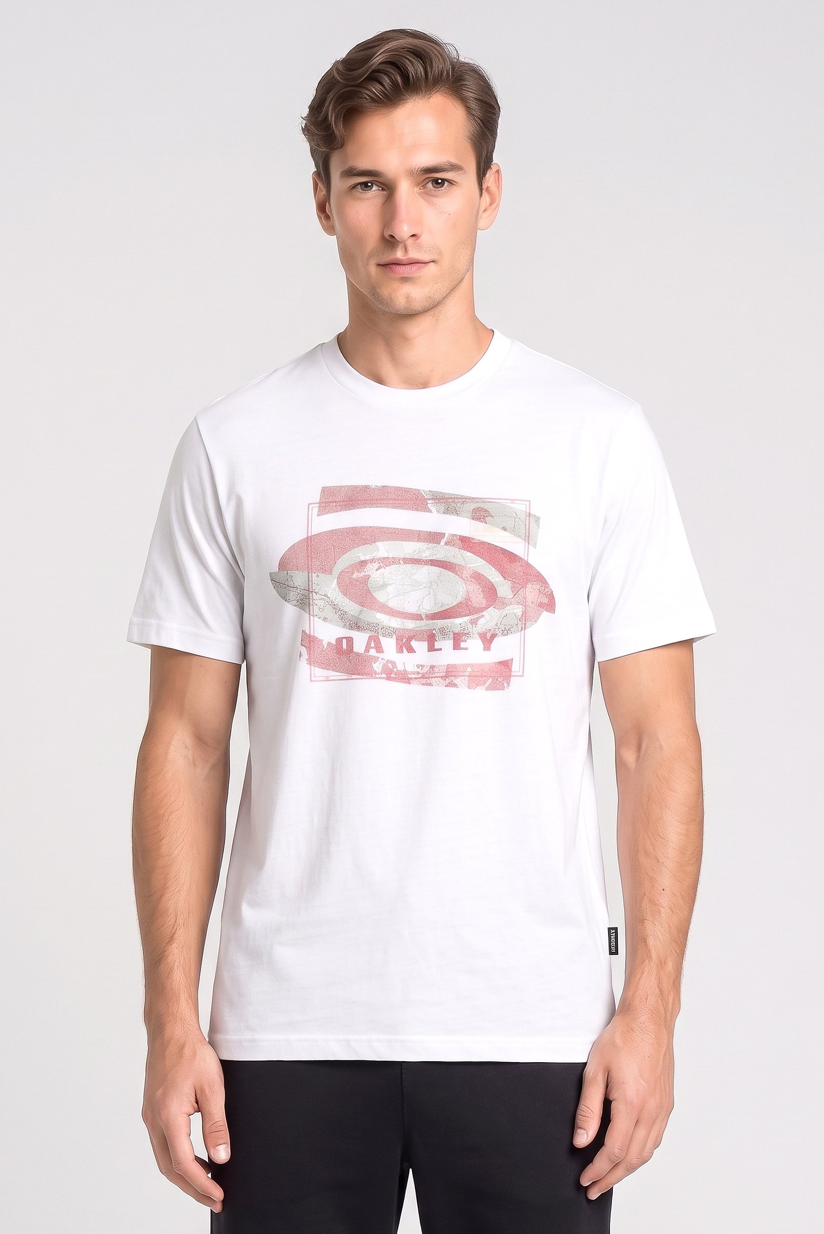 Men Crew Neck Short Sleeve Brand Logo T-Shirt, White