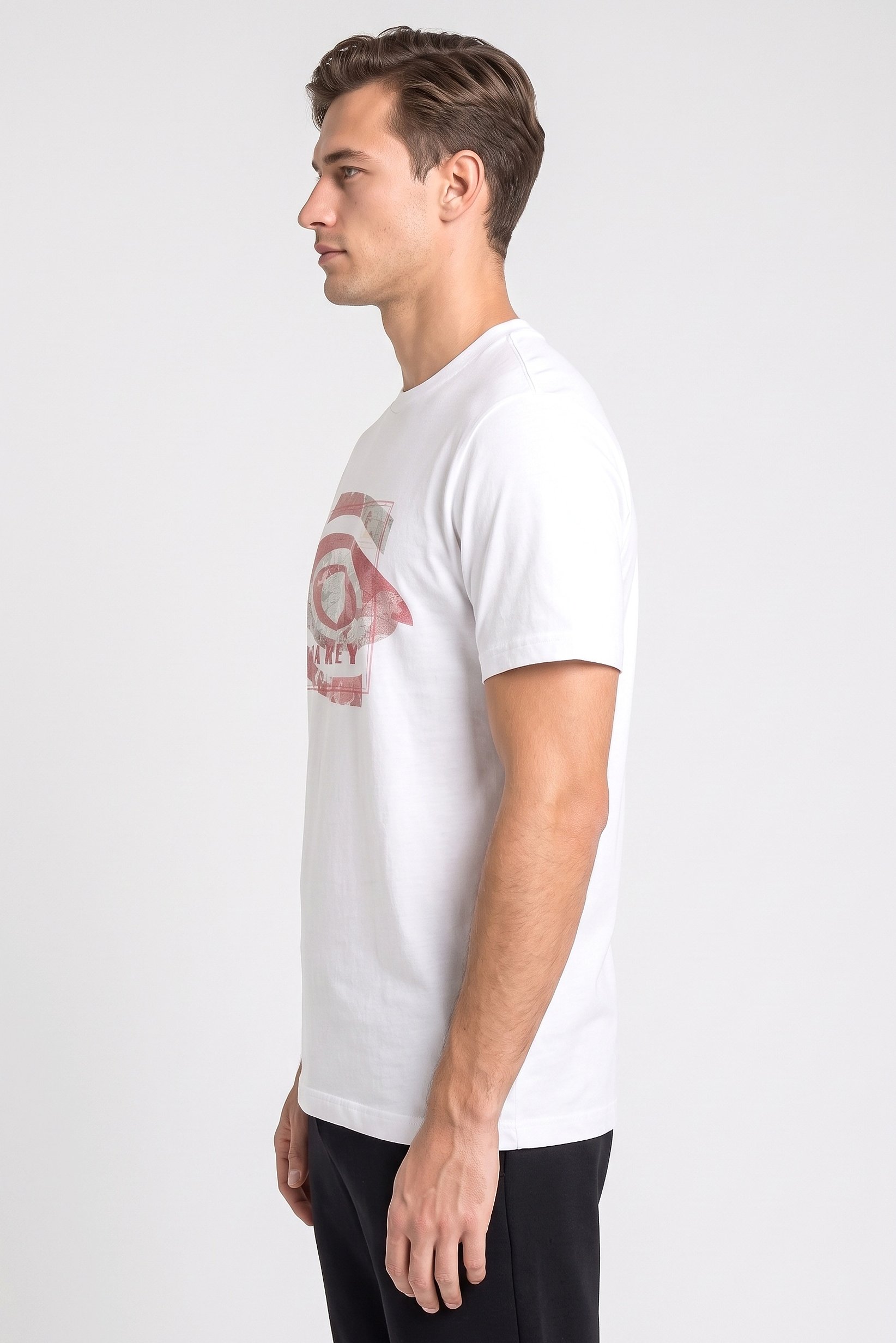 Men Crew Neck Short Sleeve Brand Logo T-Shirt, White