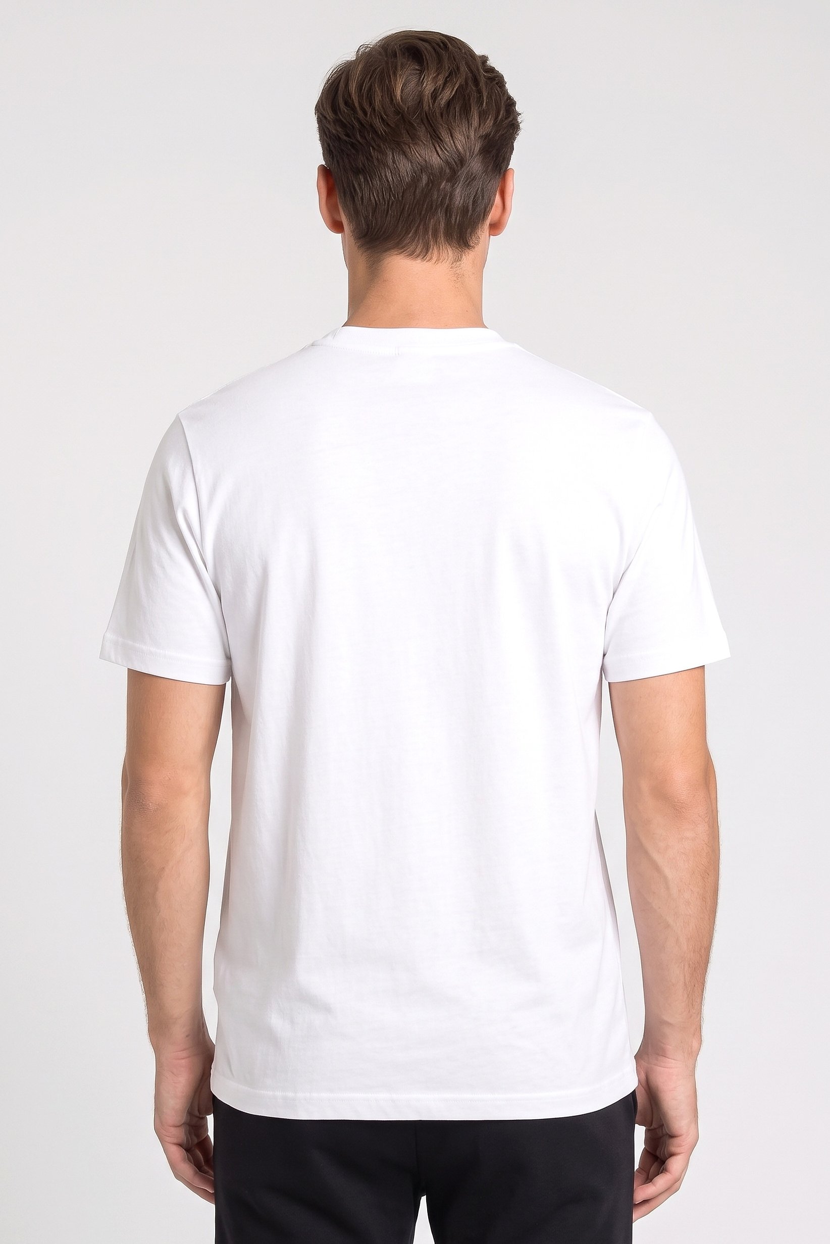 Men Crew Neck Short Sleeve Brand Logo T-Shirt, White