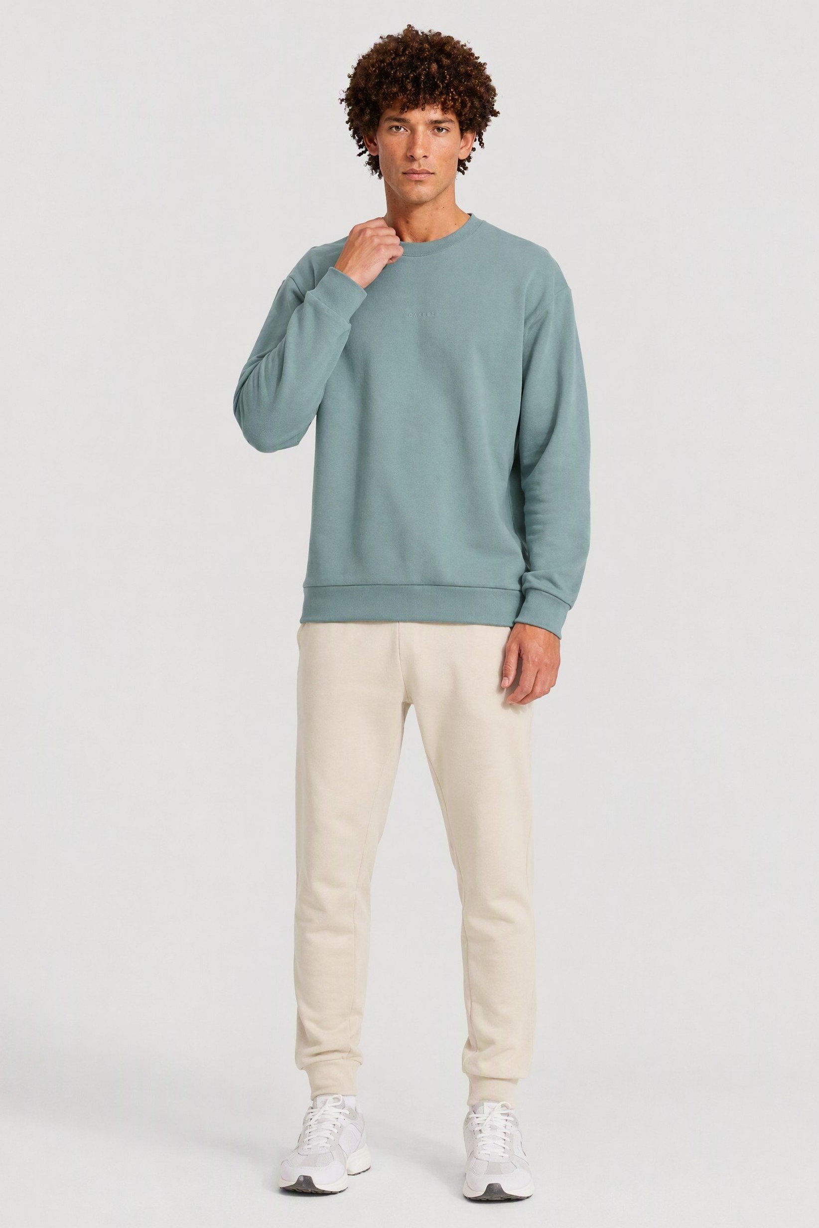 Men Boxy Fit Long Sleeve Outdoor Sweatshirt, Sage Green