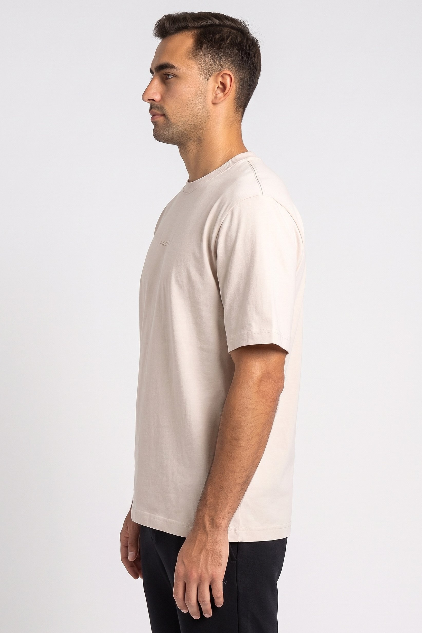 Men Boxy Fit Short Sleeve Outdoor T-Shirt, Cream