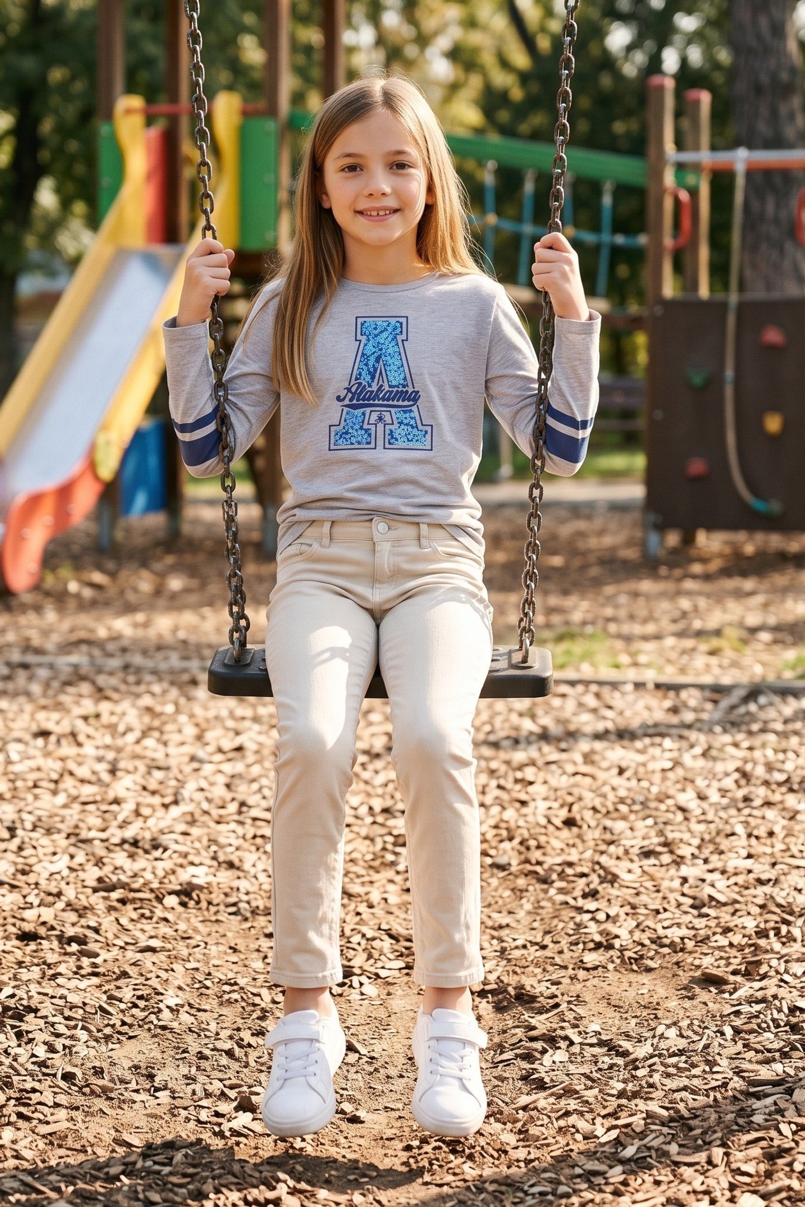 Kids Girl Crew Neck Long Sleeve Textured Top, Multicolor