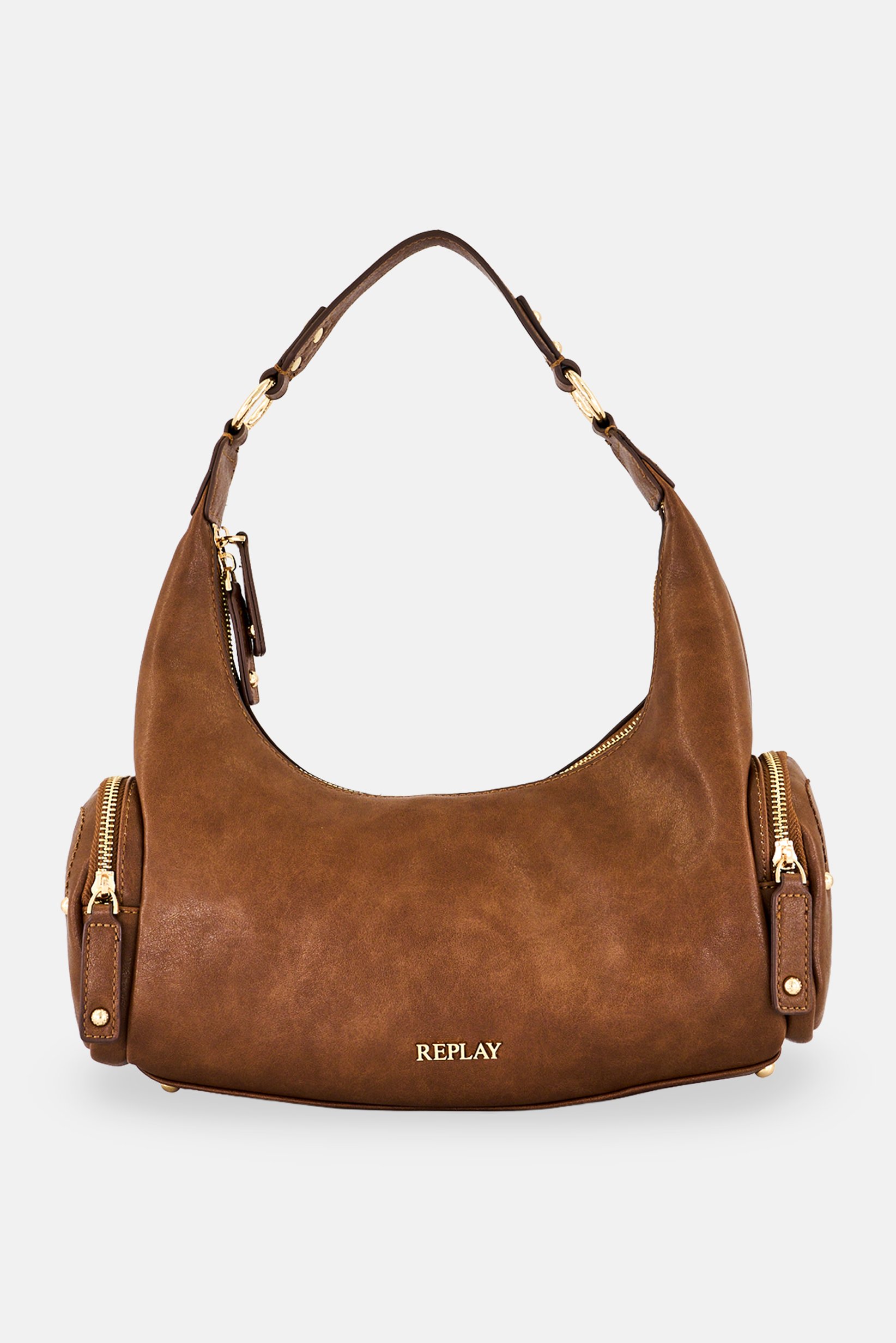 Women Brand Logo Shoulder Bag, Brown