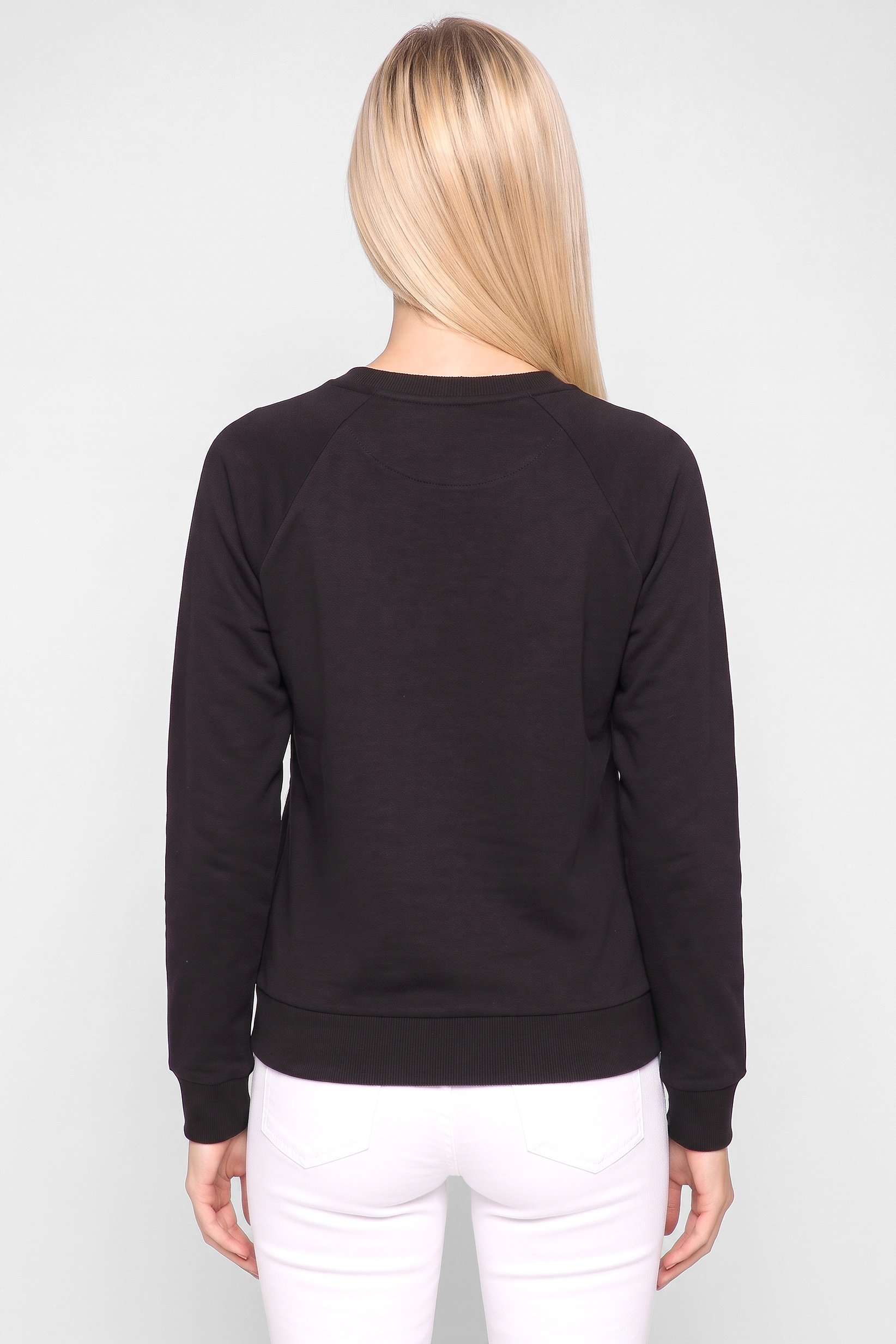 AX Armani Exchange Women Crew Neck Graphic Print Long Sleeve Sweatshirt, Black