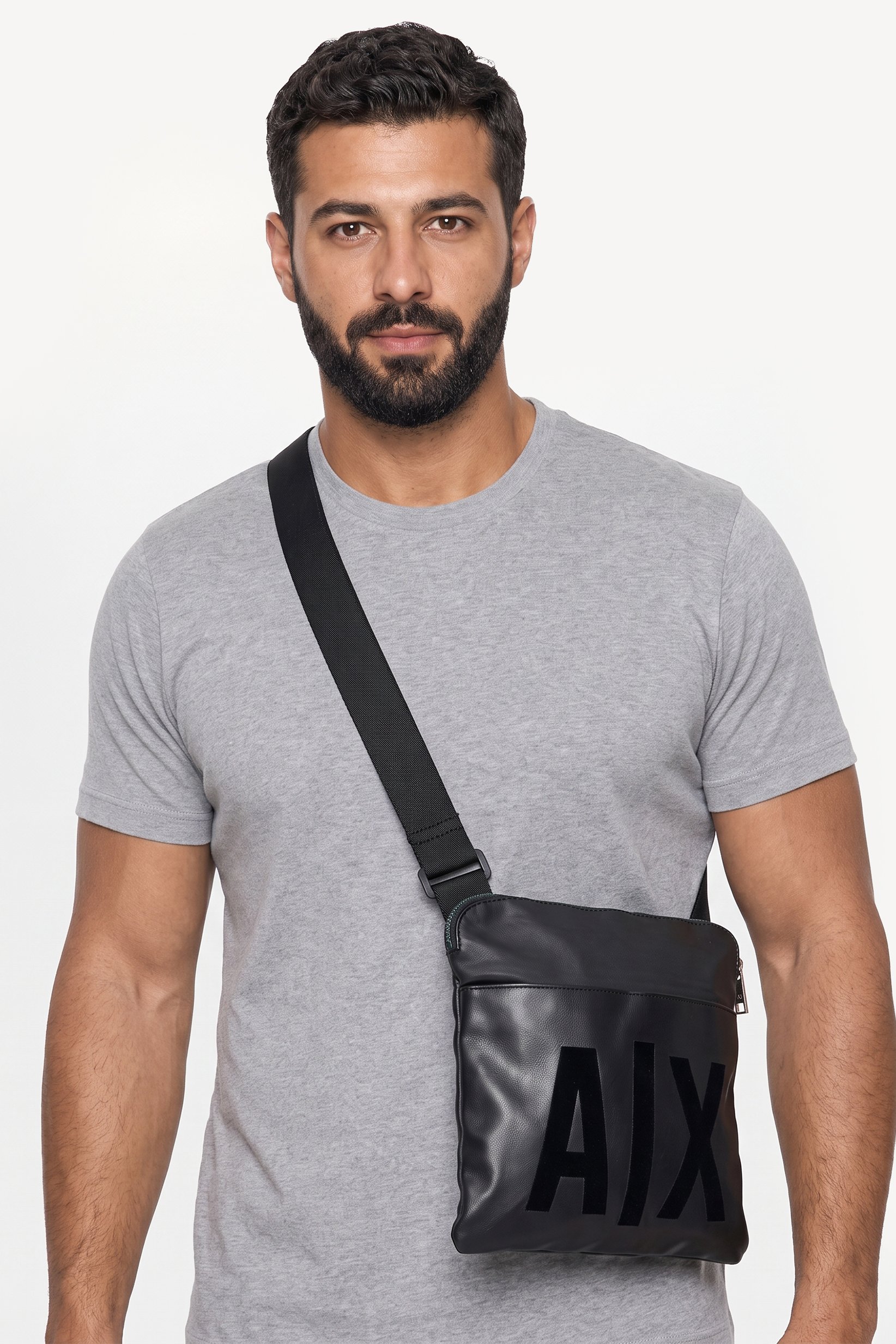 AX Armani Exchange Men Brand Logo Cross Body Bag, Black