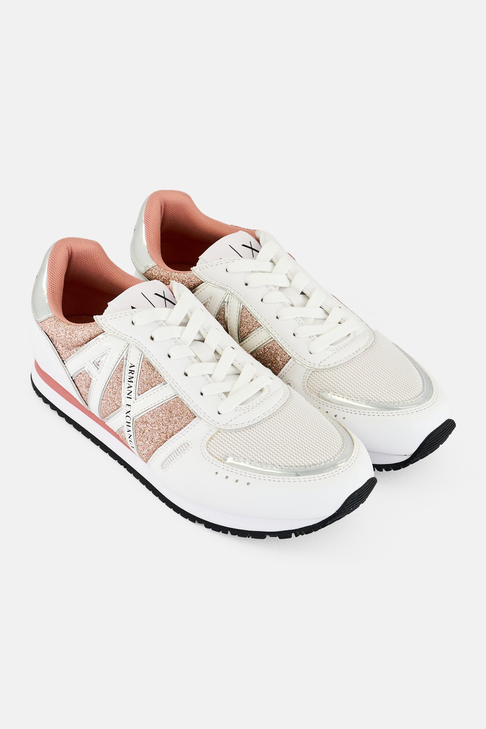 AX Armani Exchange Women Brand Logo Lace Up Sneakers, White