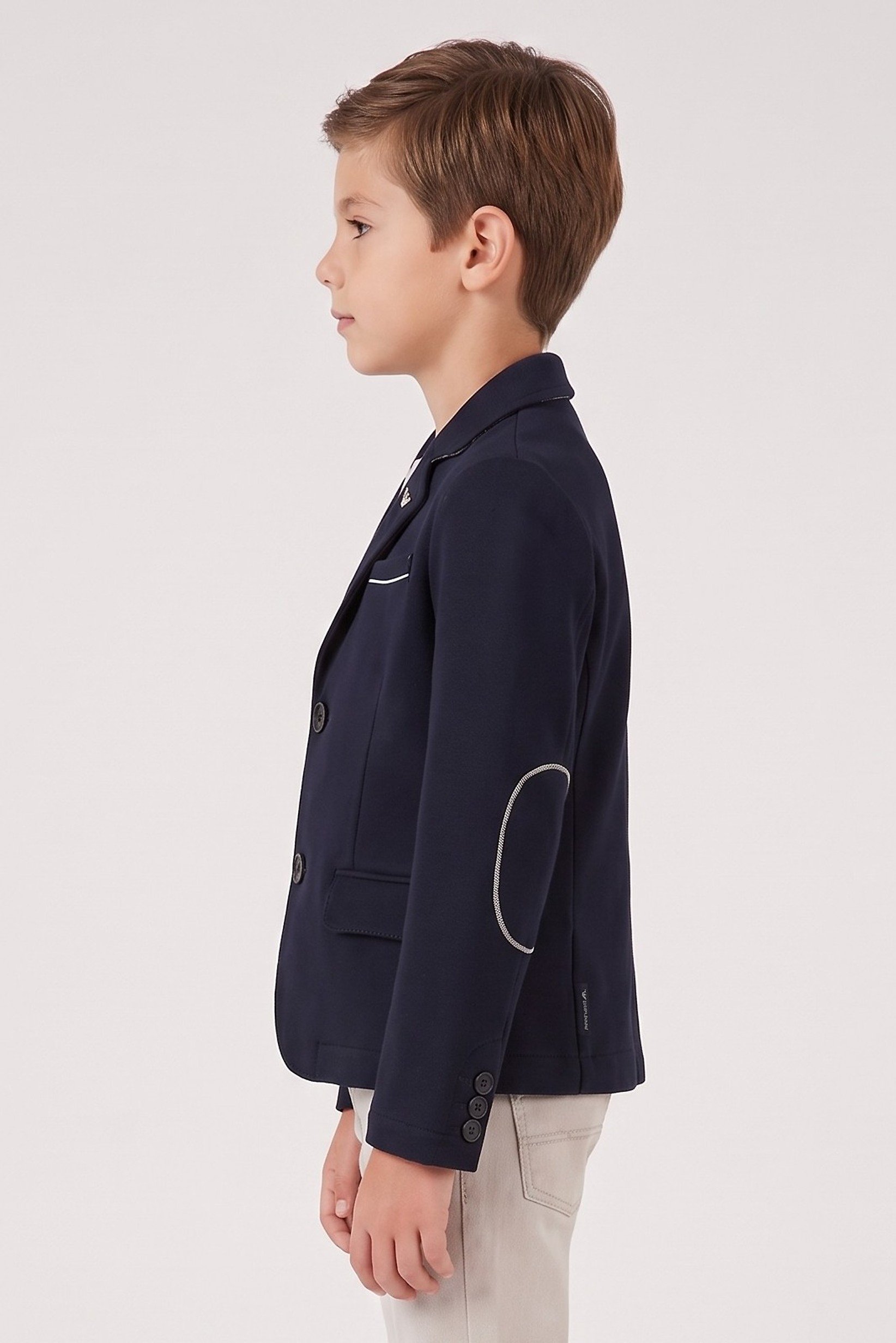 Armani Junior Kids Boy Textured Long Sleeve Casual Blazer, Navy