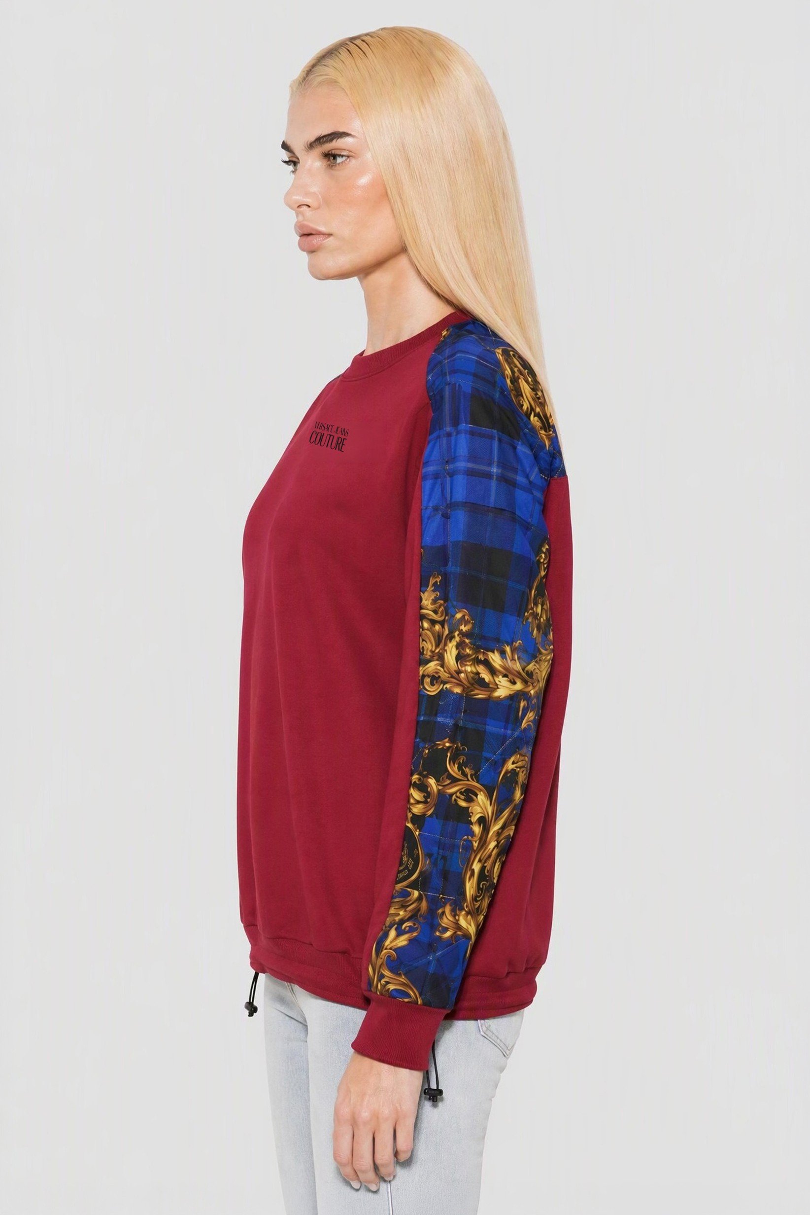 Women Crew Neck Graphic Print Long Sleeve Sweatshirt, Maroon