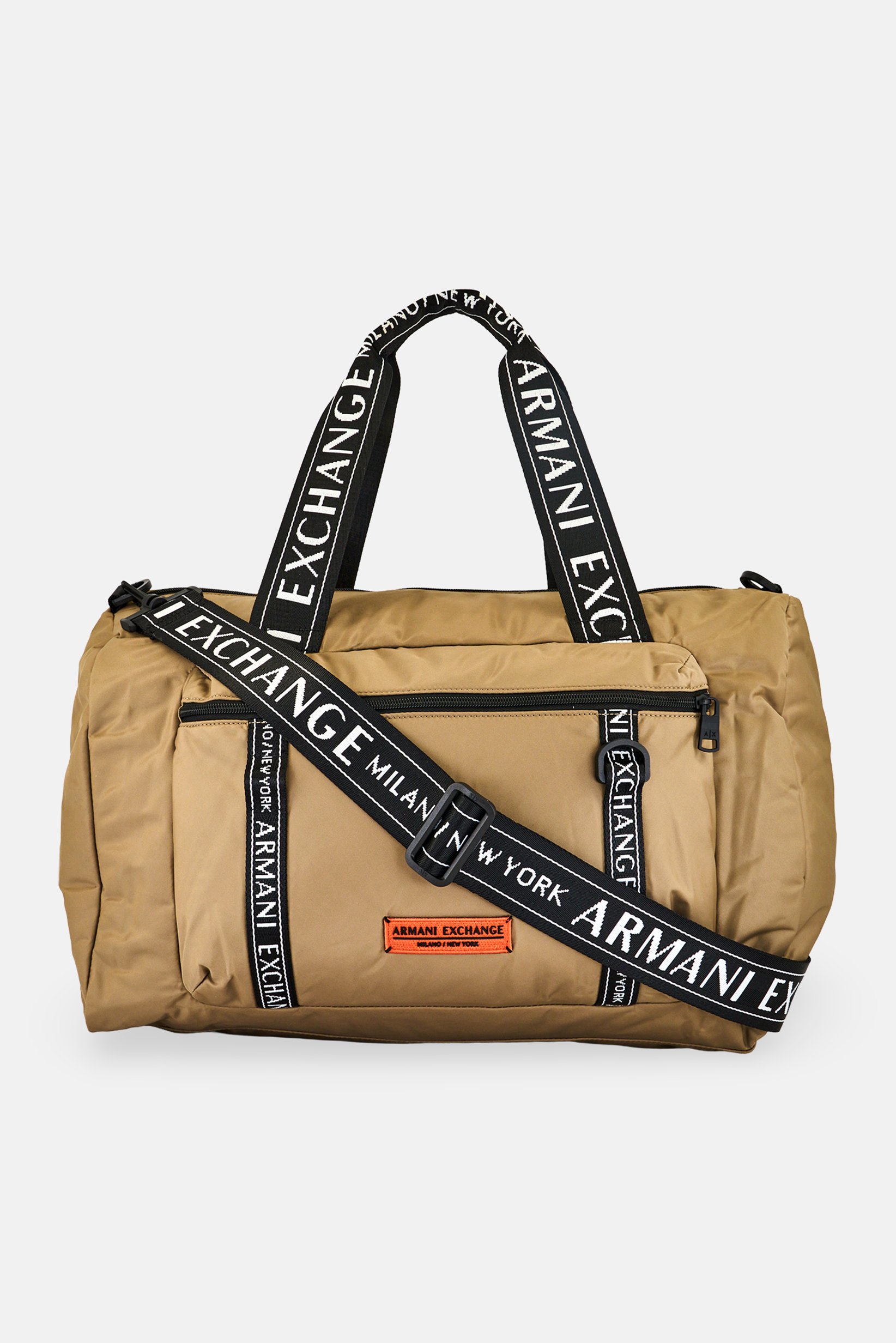 Armani Exchange Men Brand Logo Duffle Bag, Khaki