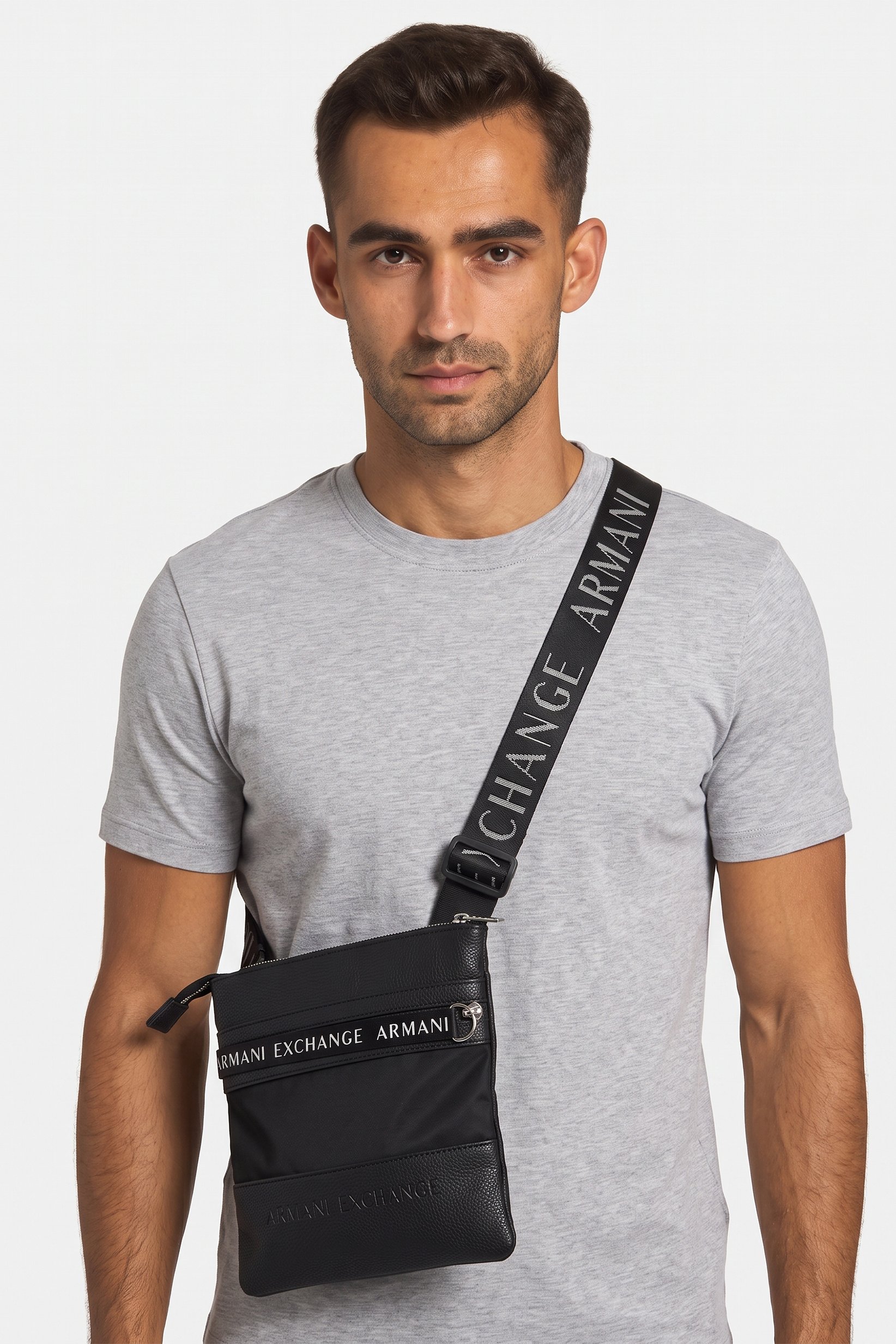 AX Armani Exchange Men Brand Logo Cross Body Bag, Black