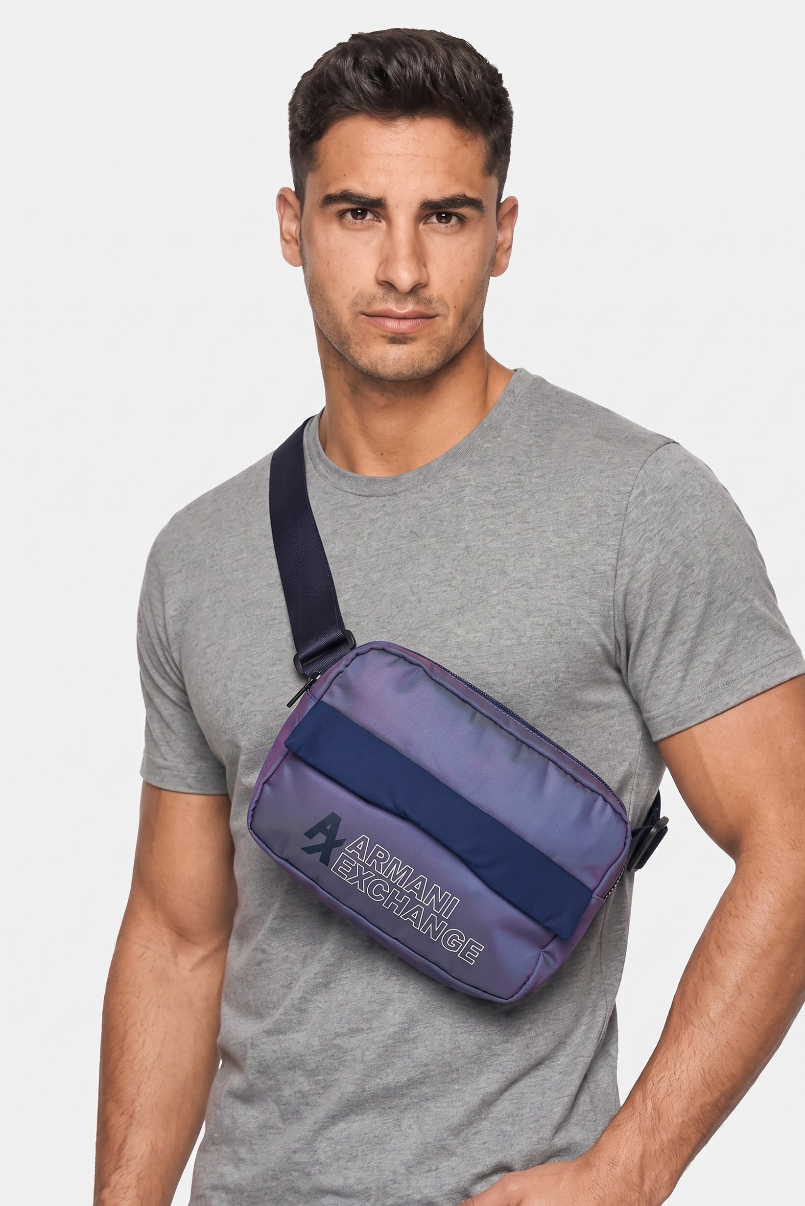Armani Exchange Men Brand Logo Backpack, Reflective